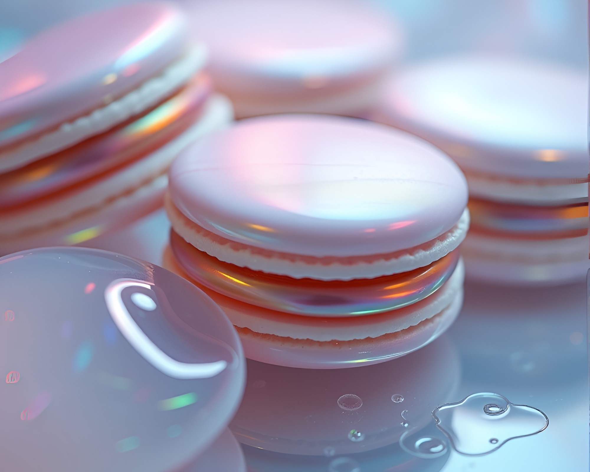Dystopian Macaron Assortment: Soap Film Iridescence – free AI stock image