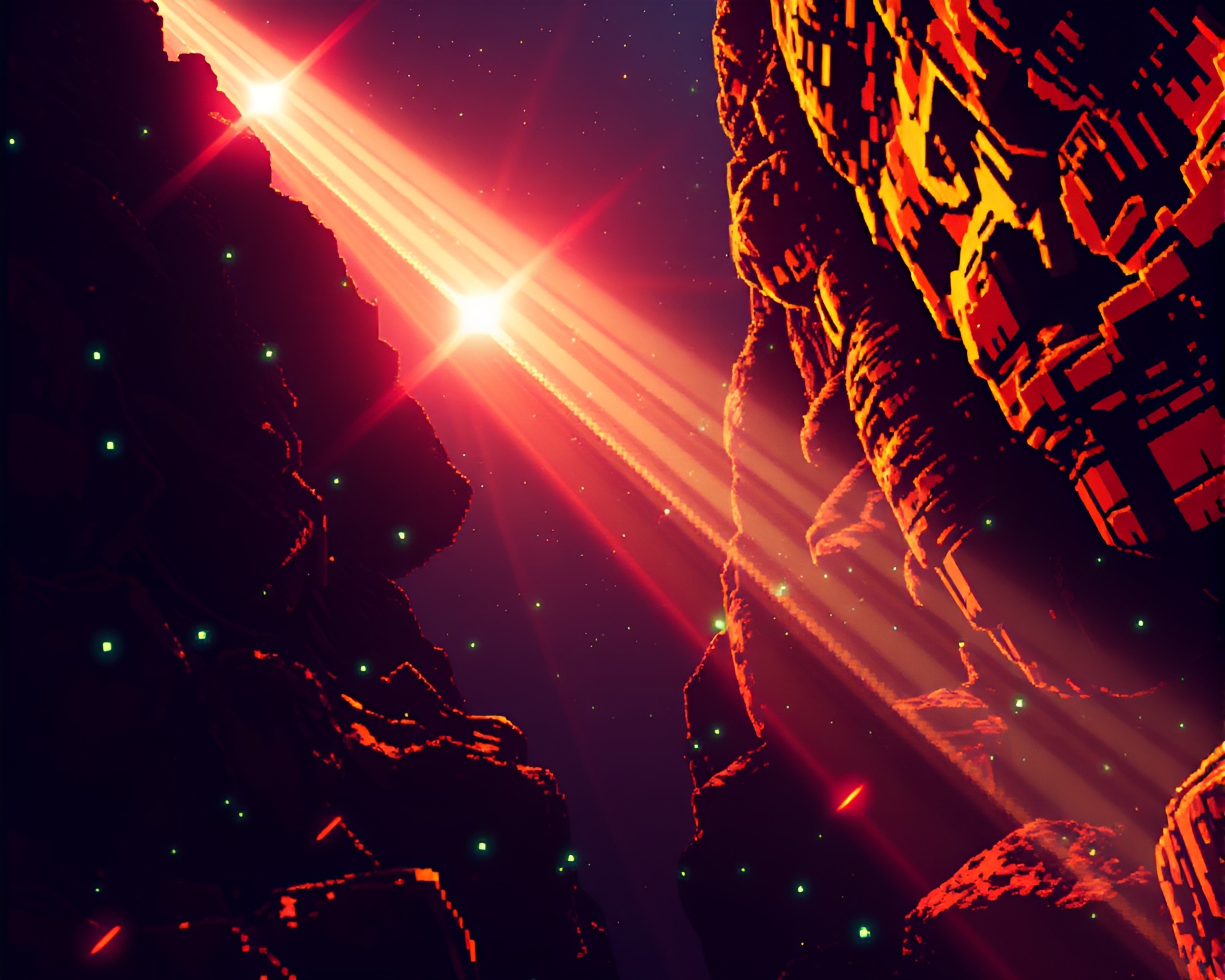 Eroded Canyon LED Pixel Art Desert Landscape – free AI stock image