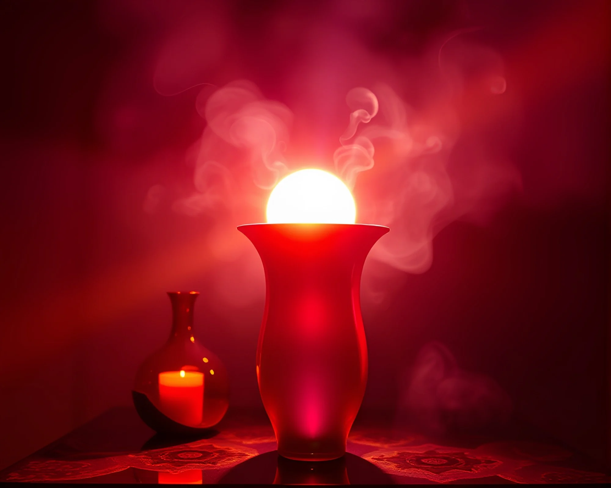 Neon Sorcery: Vase Illuminated by Sun Glares