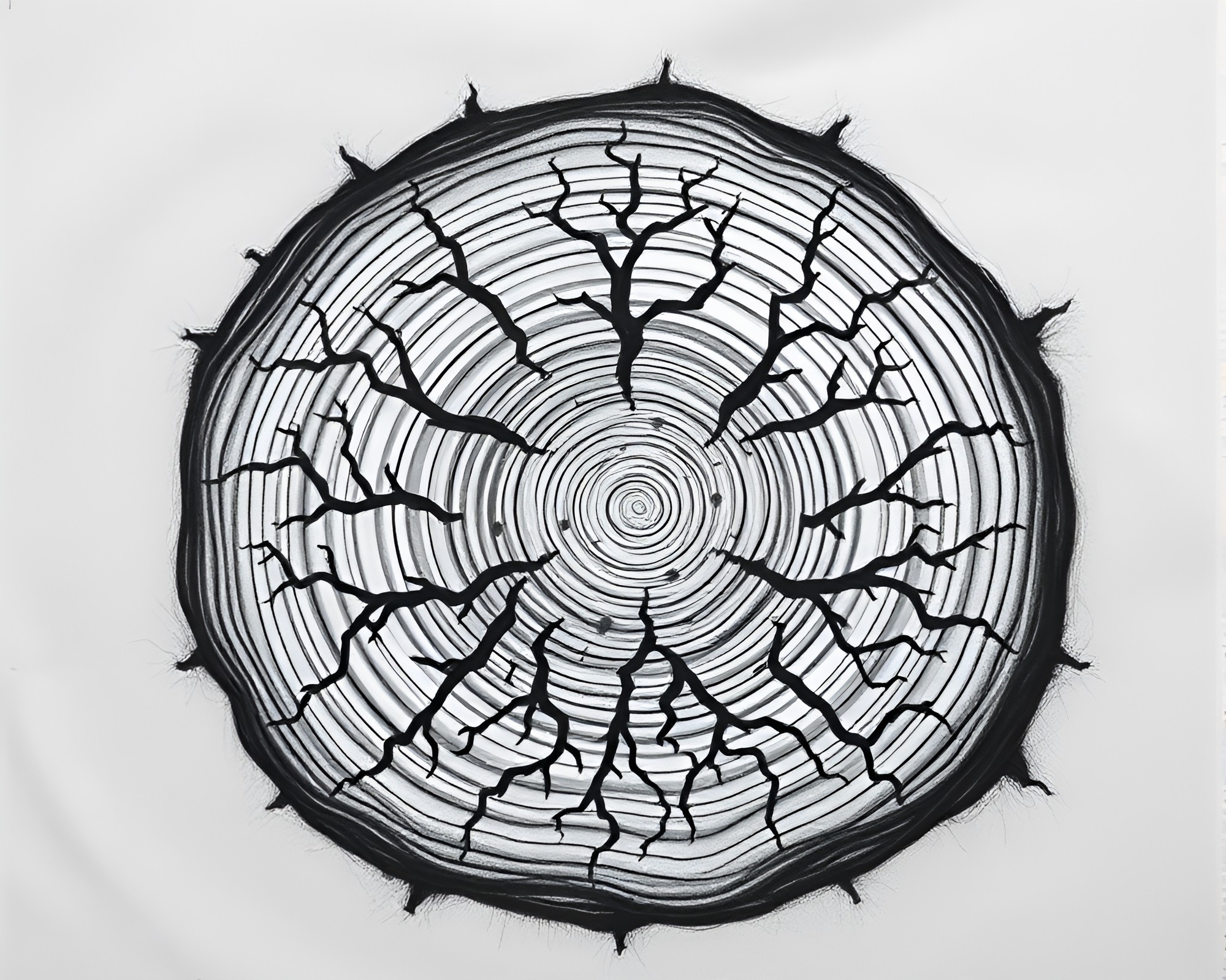 Majestic Crown Tree Ring in Charcoal Black Chalk – free AI stock image