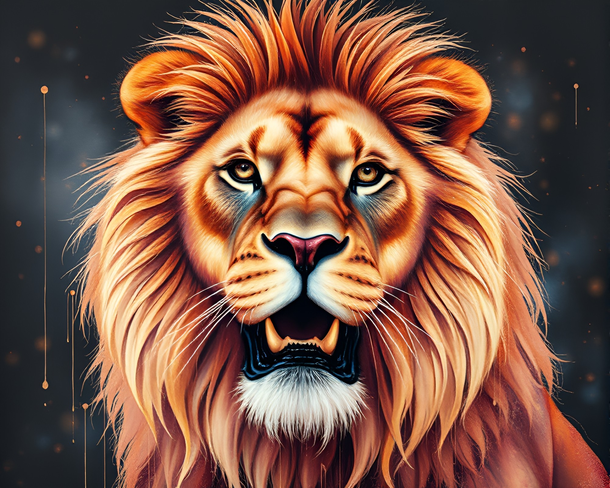Abstract Lion Painting in Rose Gold Palette Fusion – free AI stock image