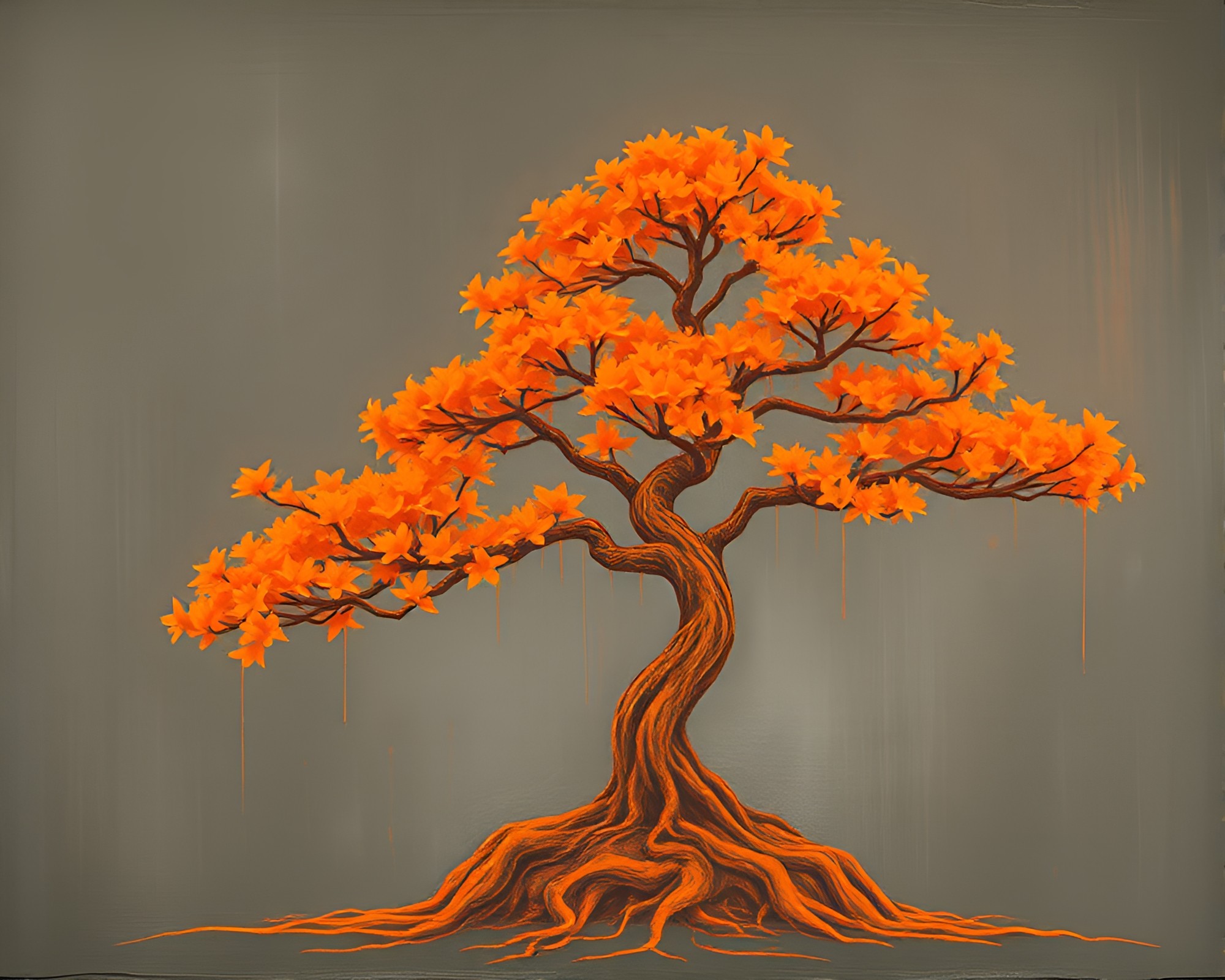 Bonsai Tree Chalk Scrawls in Warmth – free AI stock image