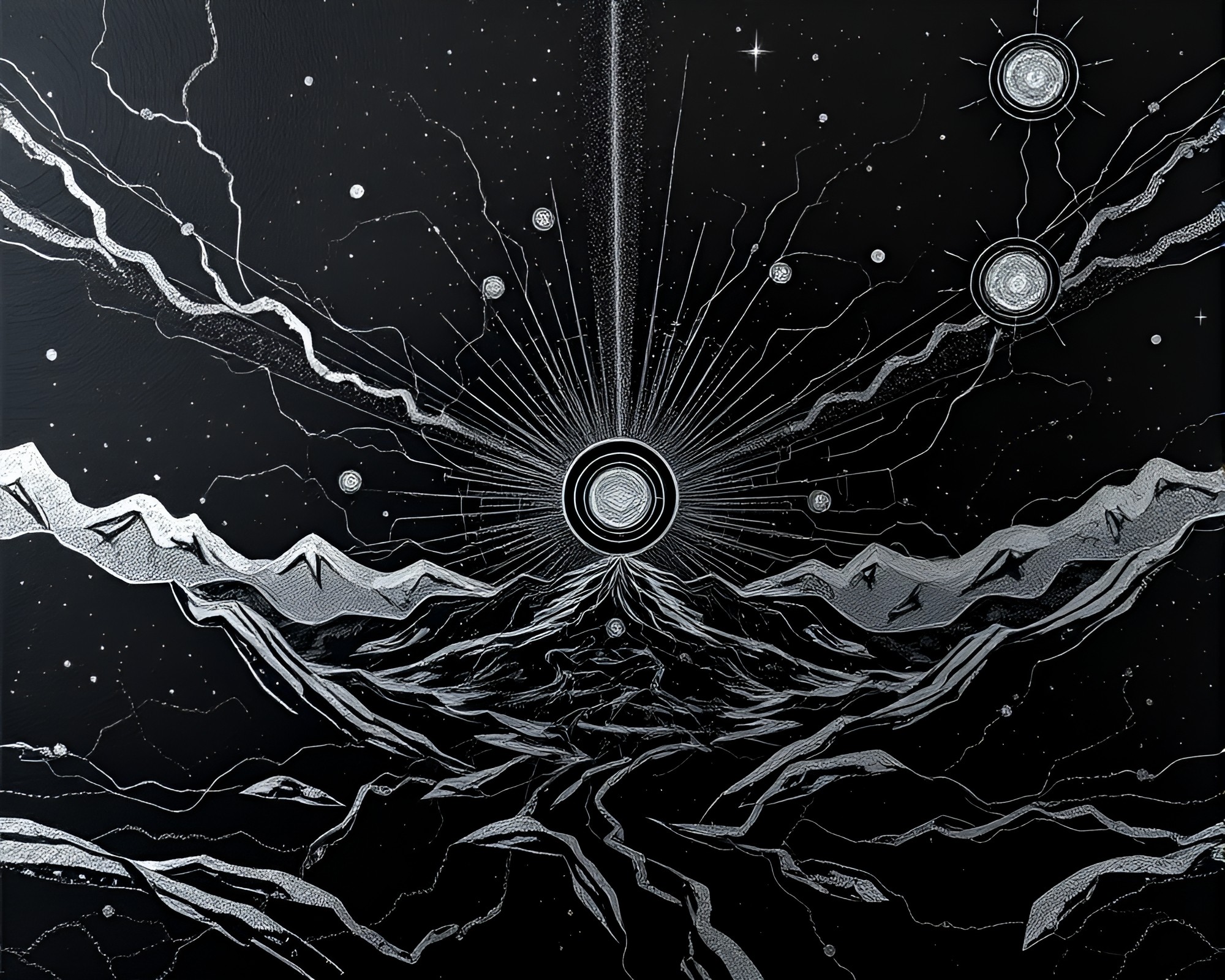 Ethereal Zero-Point Energy Reactor Illuminated in Silver Noir – free AI stock image