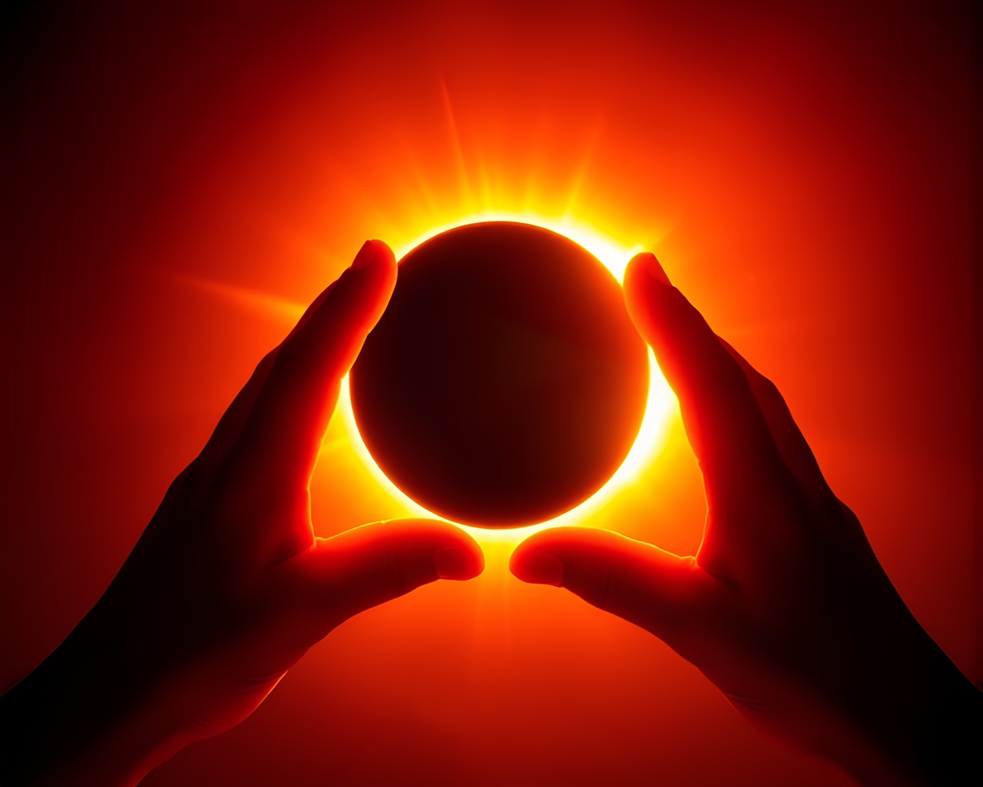 Retrowave Solar Eclipse in Thermal Imager Frame – free AI stock image