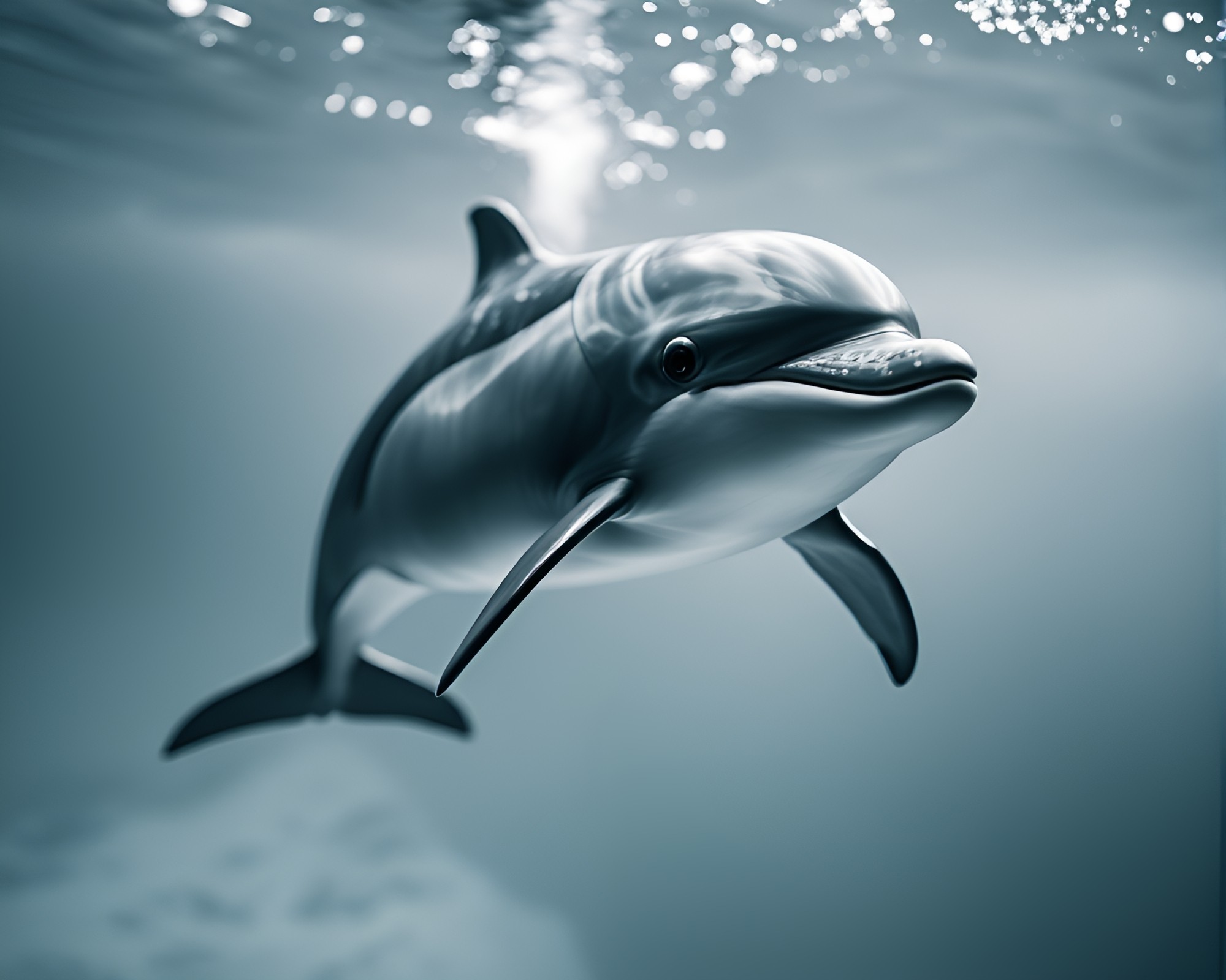 Arctic Dolphin in Selective Focus Black and White – free AI stock image
