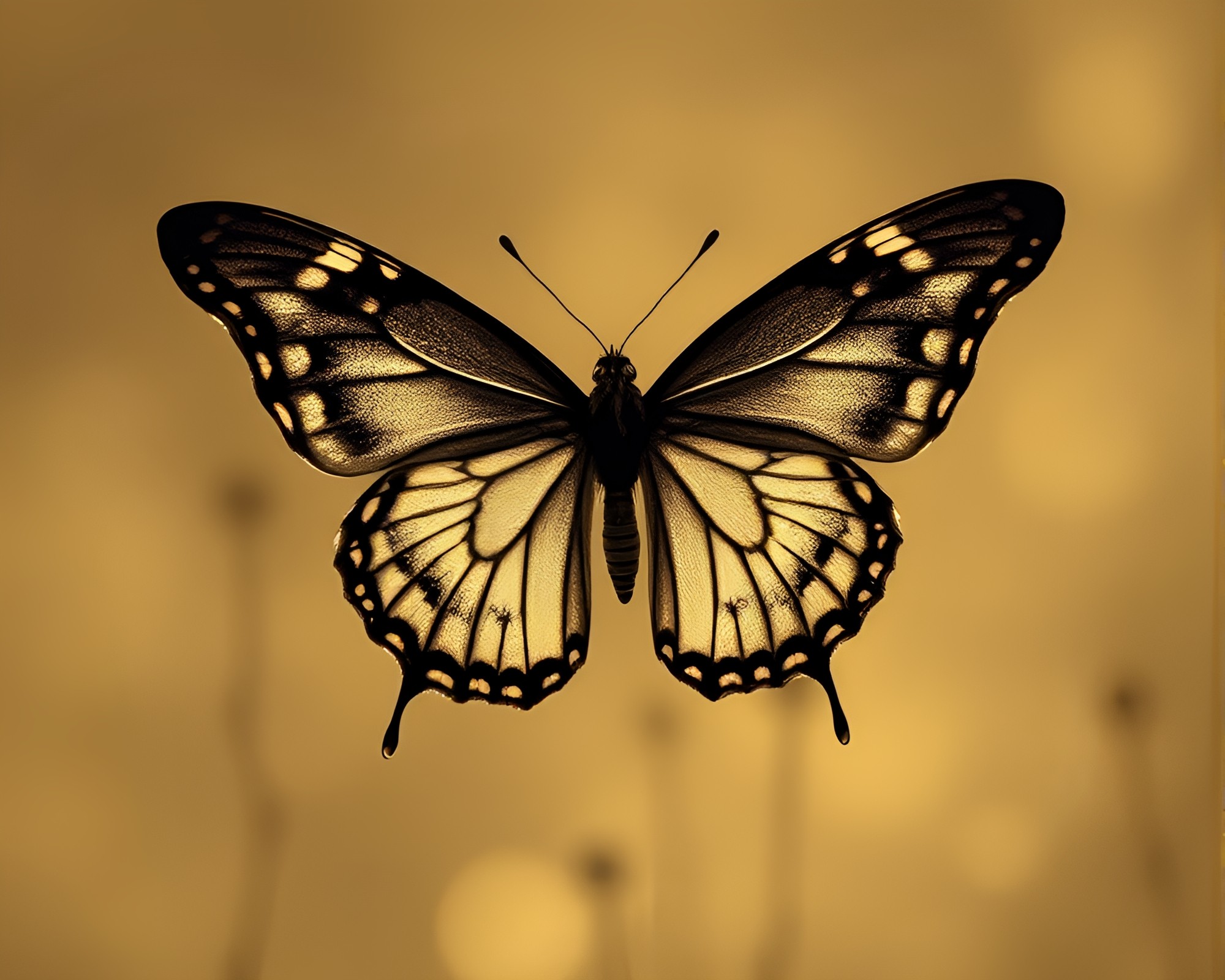 Sepia-Toned Silk Butterfly in Necromantic Shade – free AI stock image