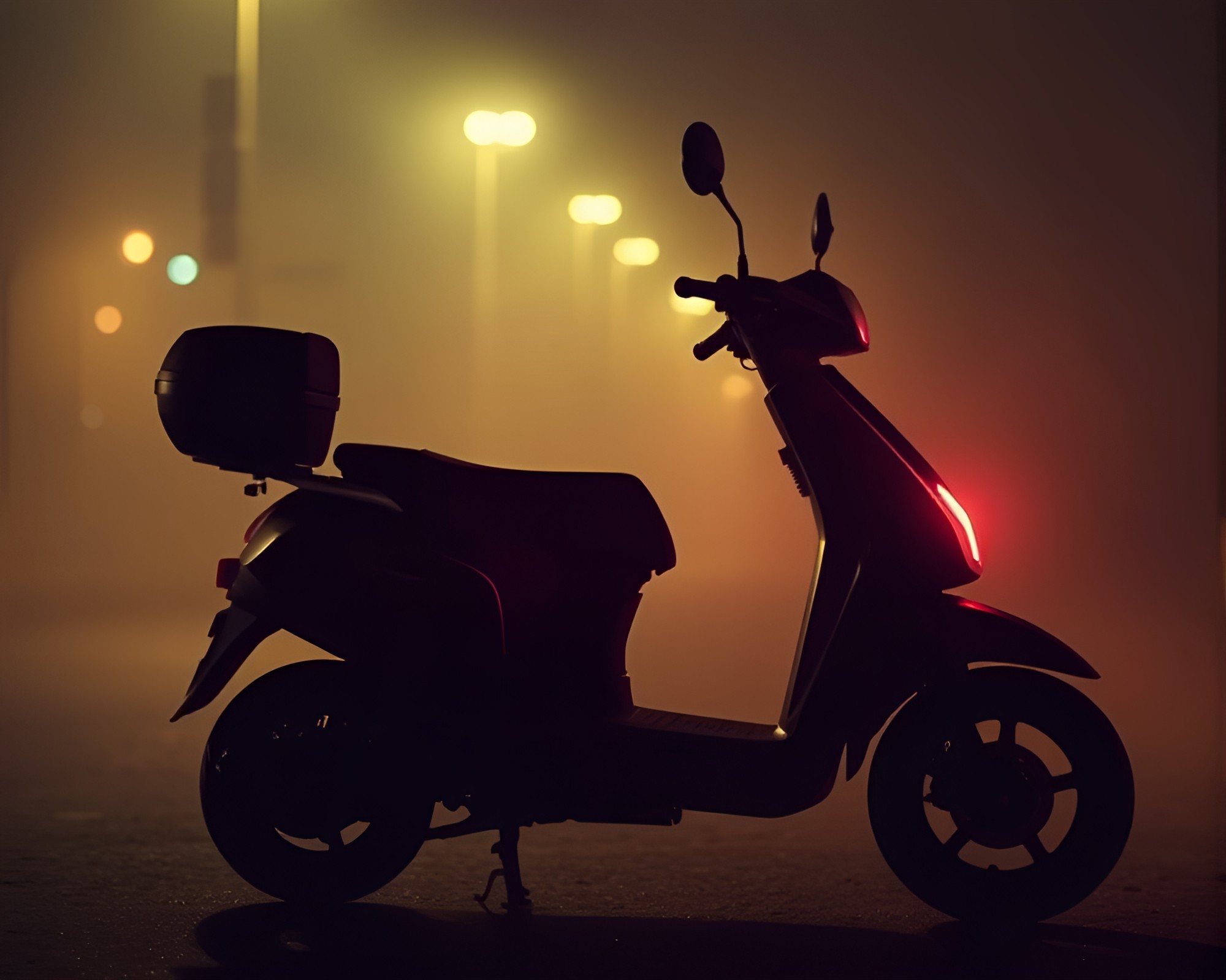 Electric Scooter Silhouette Light Art Composition – free AI stock image