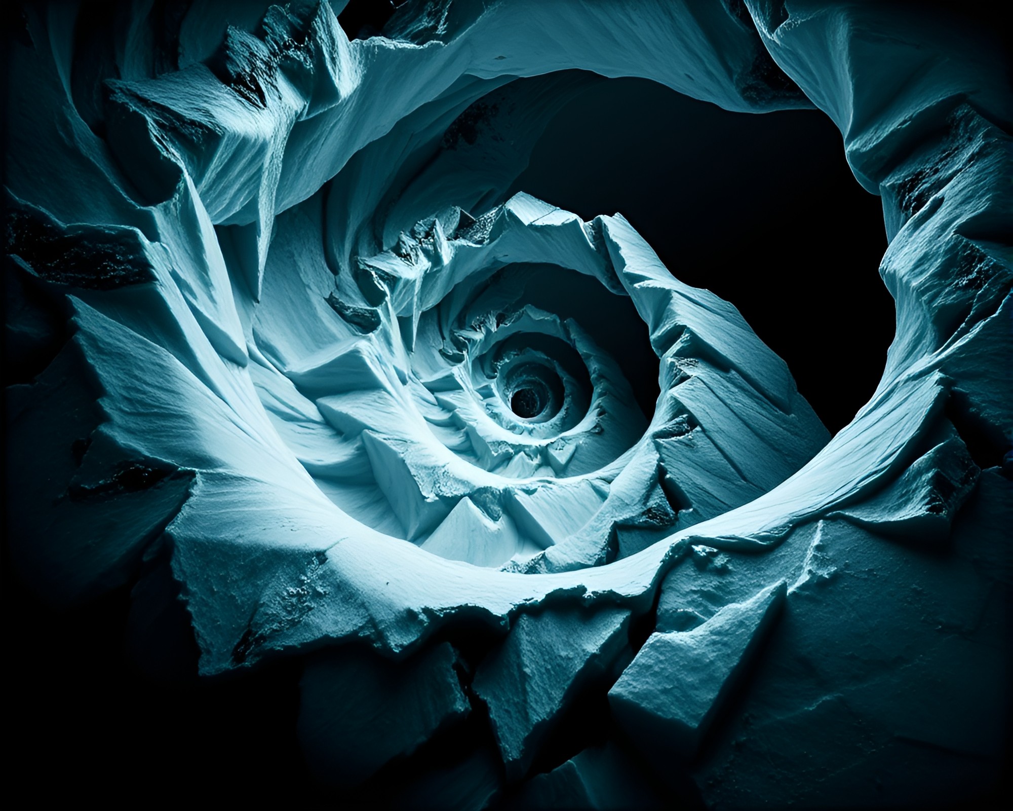 Surreal Fibonacci Glacier Noir Composition – free AI stock image