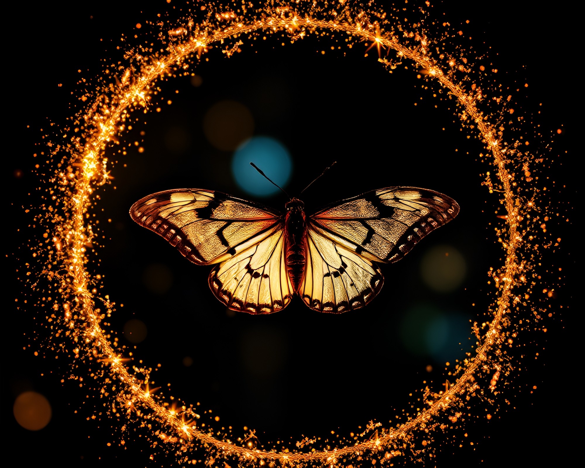 Enchanted Moth Dance in Circular Stardust Glow – free AI stock image