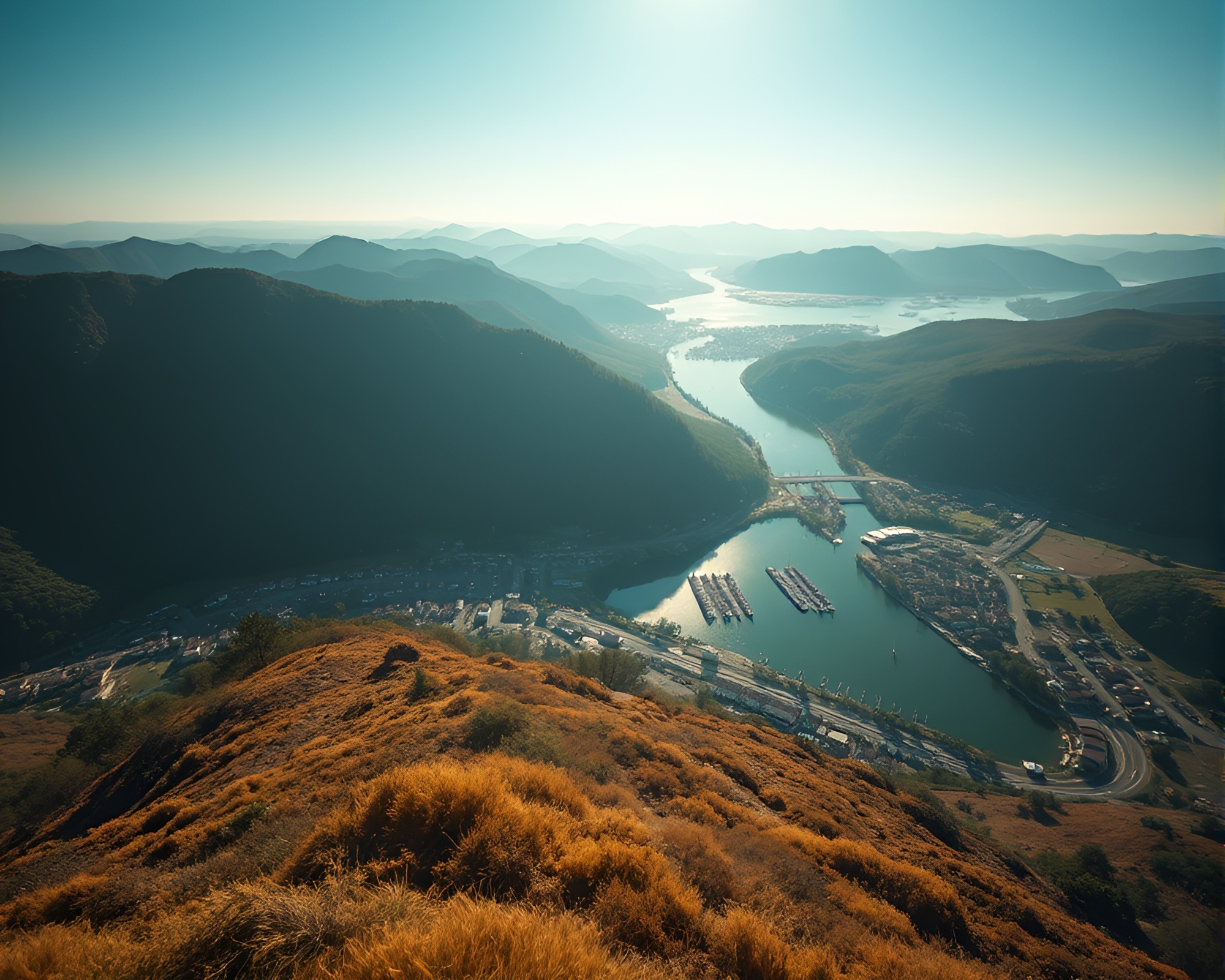 Aerial view of mystical ley lines under bright sky – free AI stock image