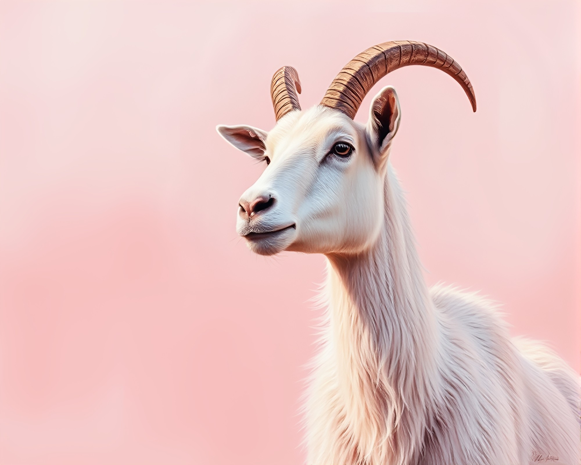 Mountain Goat Amidst Blush Scan Lines – free AI stock image