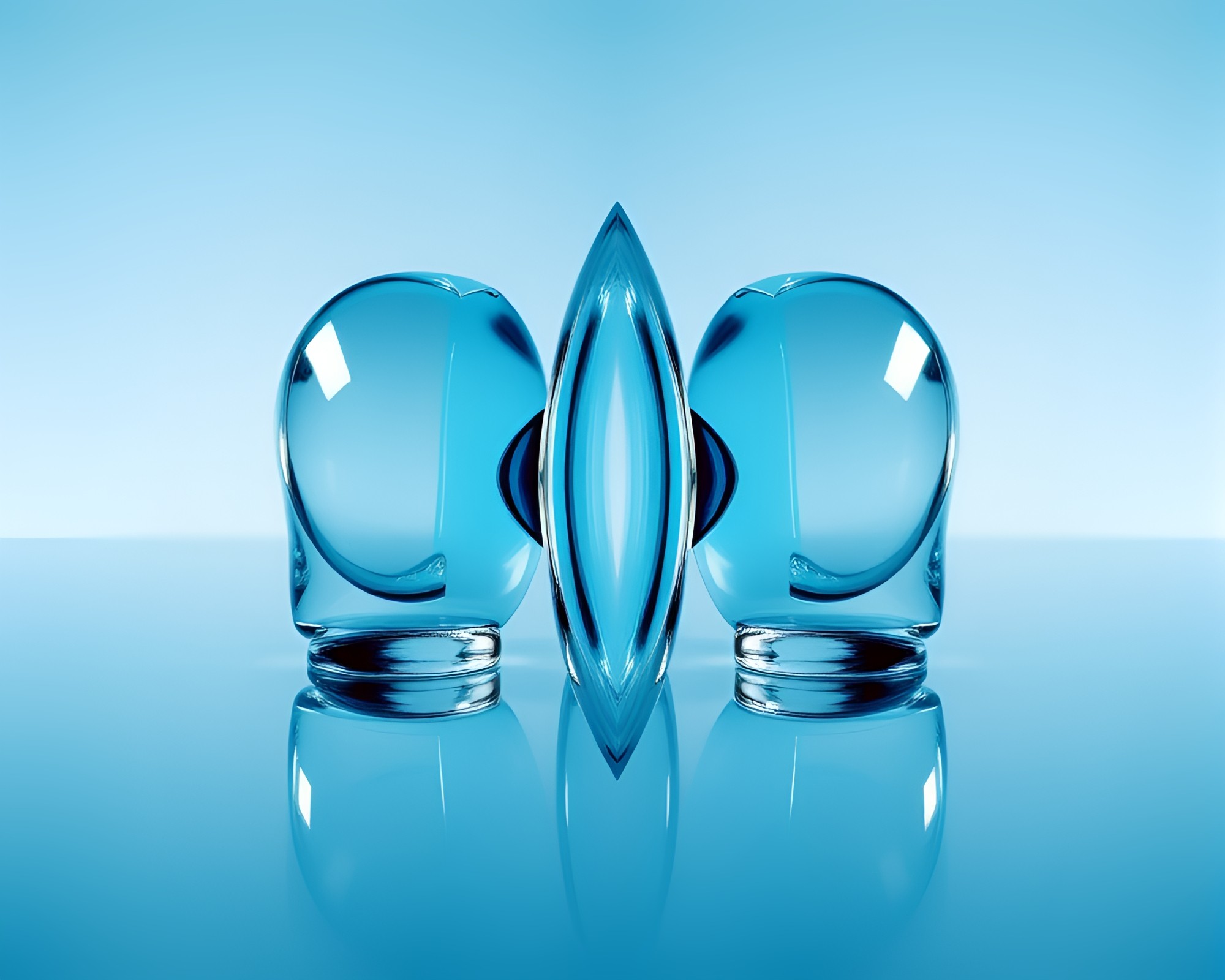 Monochrome Blue Symmetrical Murano Glass Stereograph – free AI stock image
