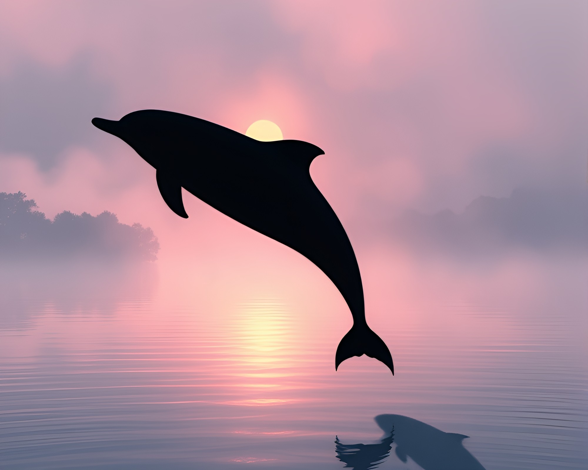 Amazon River Dolphin Shadow Silhouette Digital Painting – free AI stock image