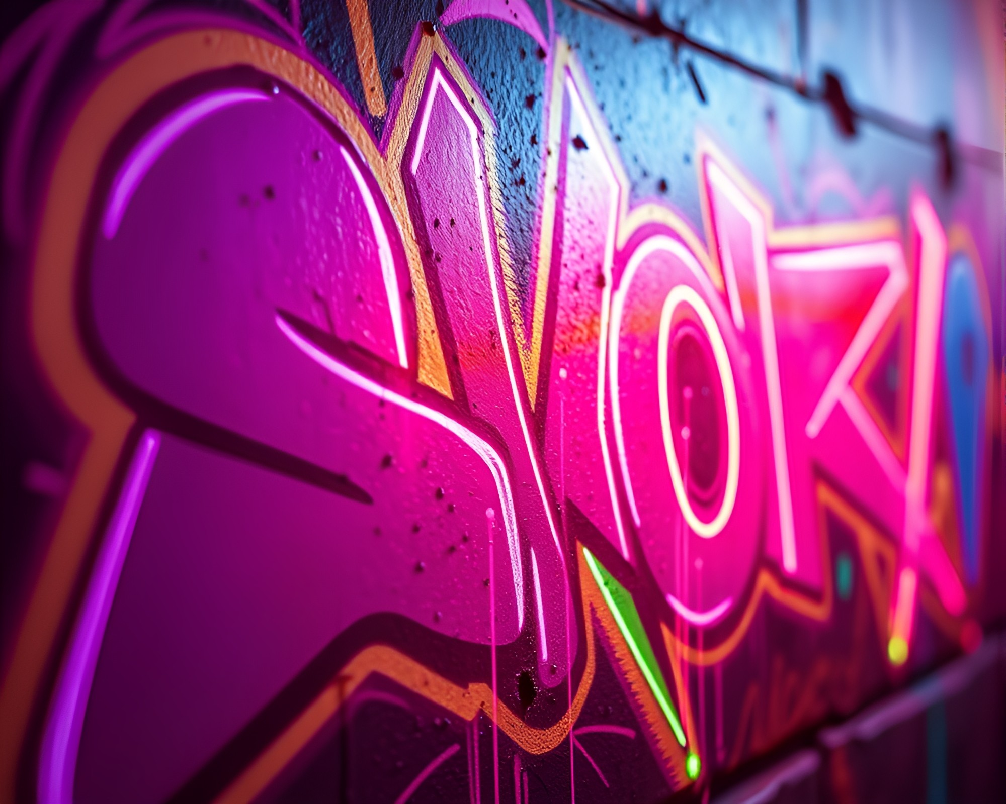 Solar Flare Neon Graffiti Tight Crop Art – free AI stock image