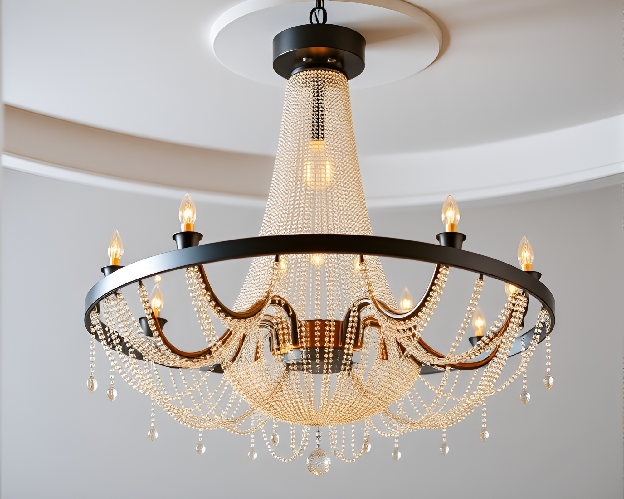 Futuristic Beaded Chandelier with Matte Finish Elegance – free AI stock image