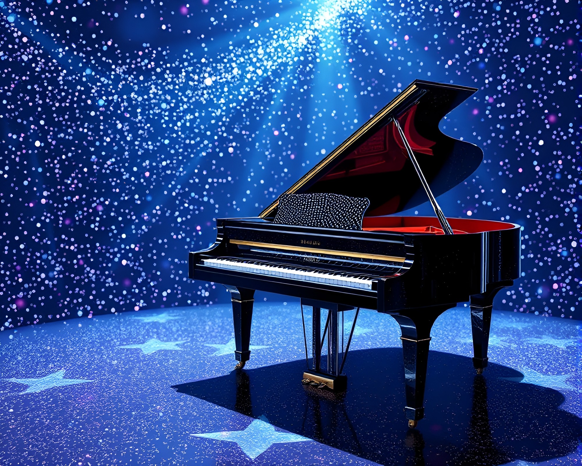 Holographic Piano Keynotes in Cosmic Milky Way – free AI stock image