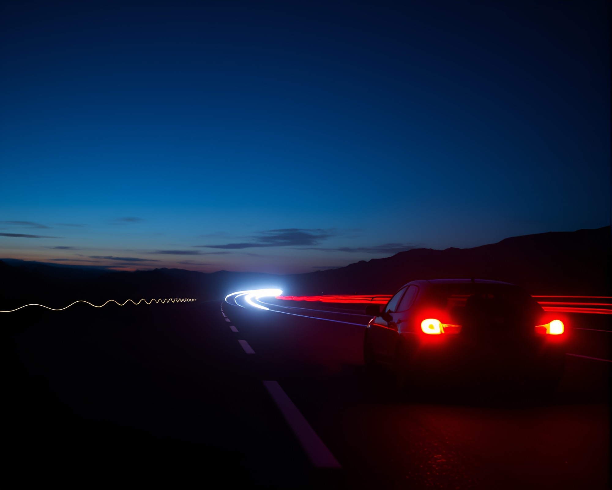 Djinni Car Light Trails Stained Glass Fantasy – free AI stock image
