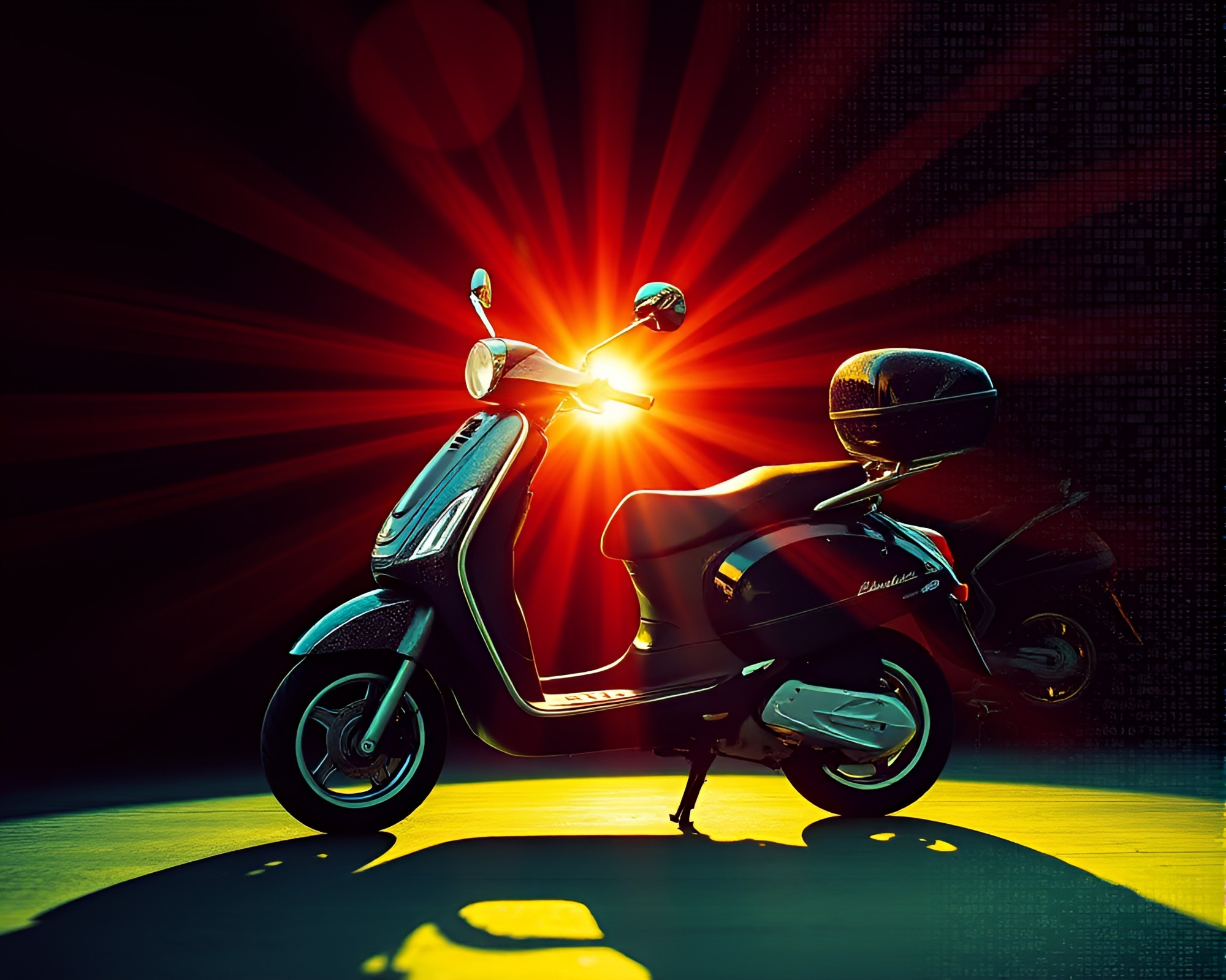 Fractal Electric Scooter in ASCII Sunbeam Artistic Display – free AI stock image