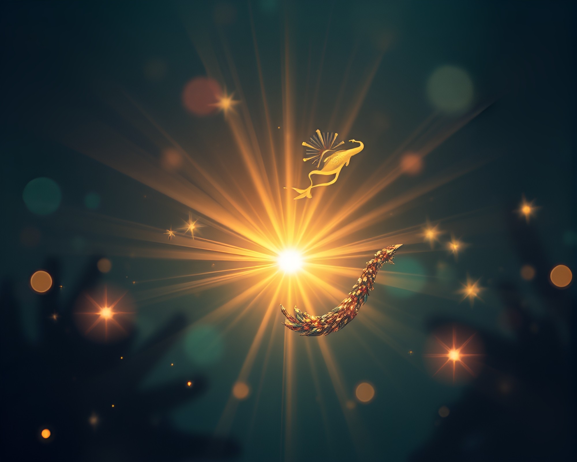 Gilded Mermaid with Lens Flare Shine – free AI stock image