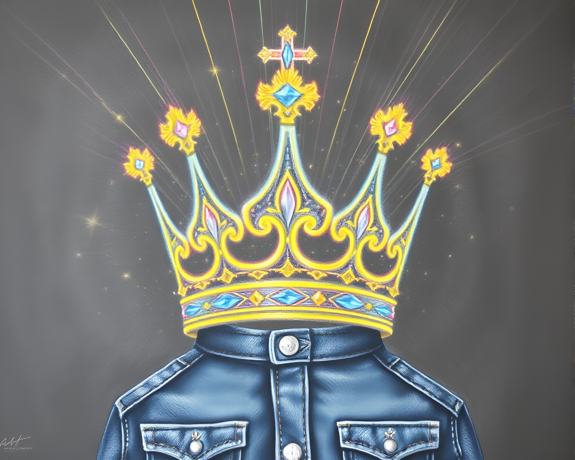 Fiber Optic Crown in Faded Denim Chalk Drawing – free AI stock image