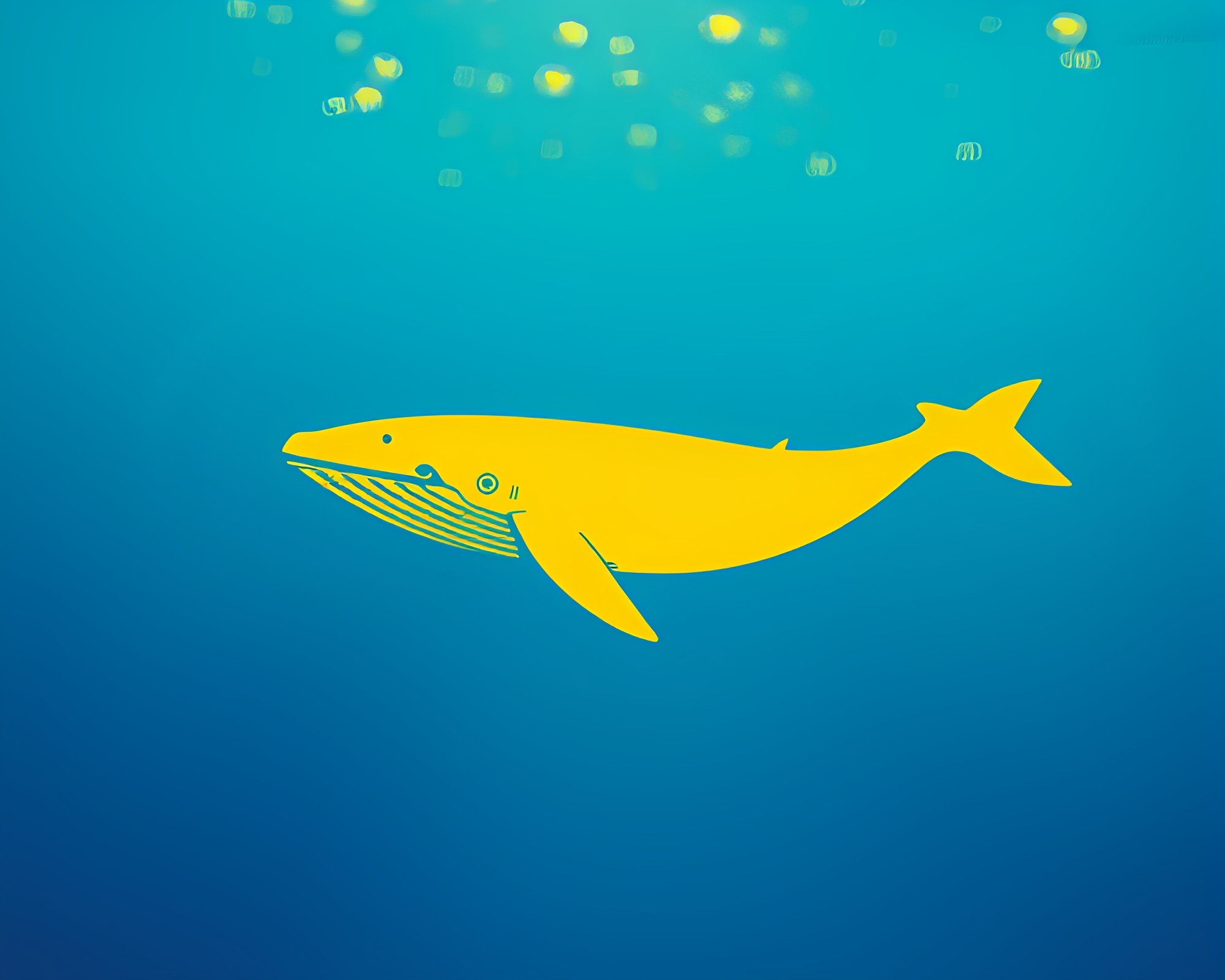 Whale in Mustard Yellow Halftone Pattern – free AI stock image
