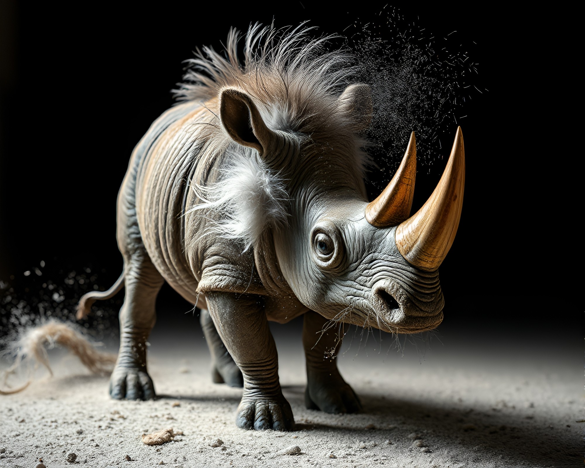 Cubist Rhino Feathered Prism Refraction Composition – free AI stock image