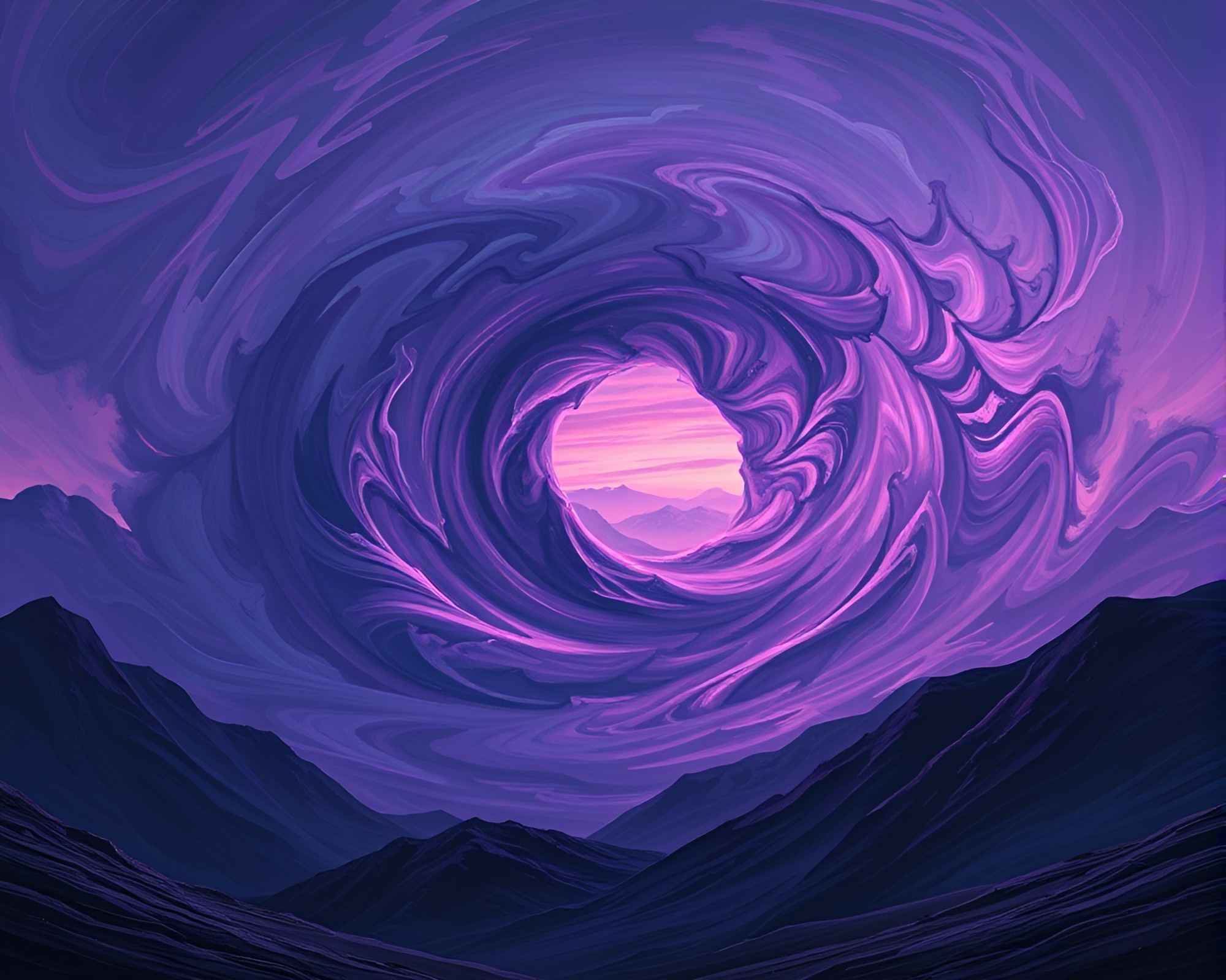 Twilight Purple Vortex Over Plateau Mirage – free AI stock image