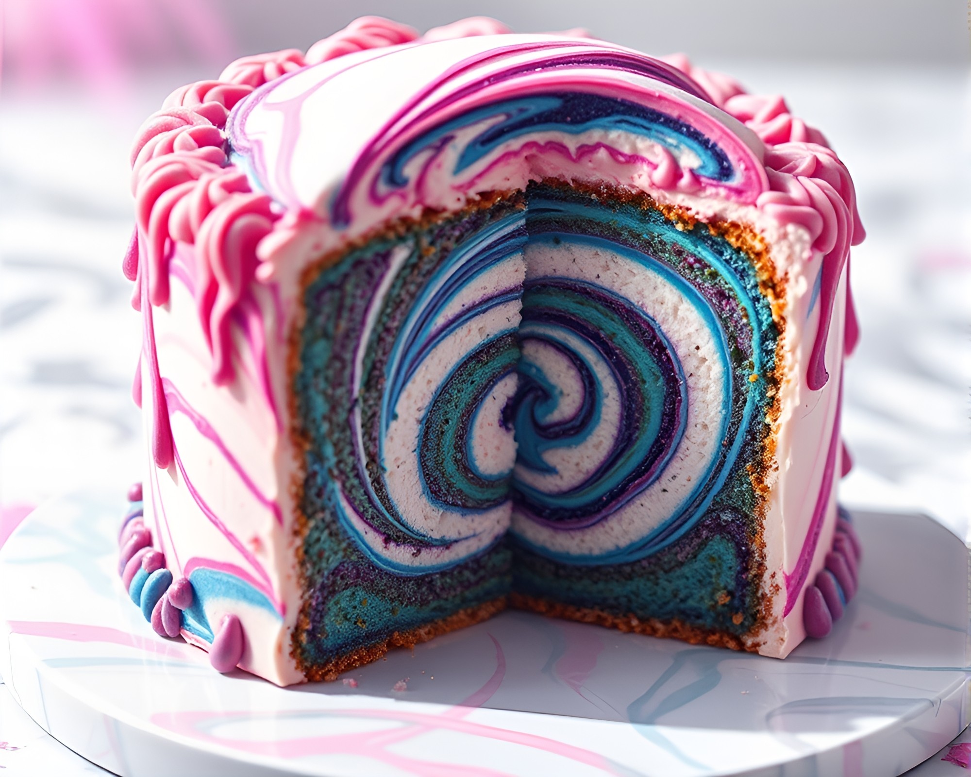 Mesmerizing Anime Marbled Cake Vortex Twist – free AI stock image