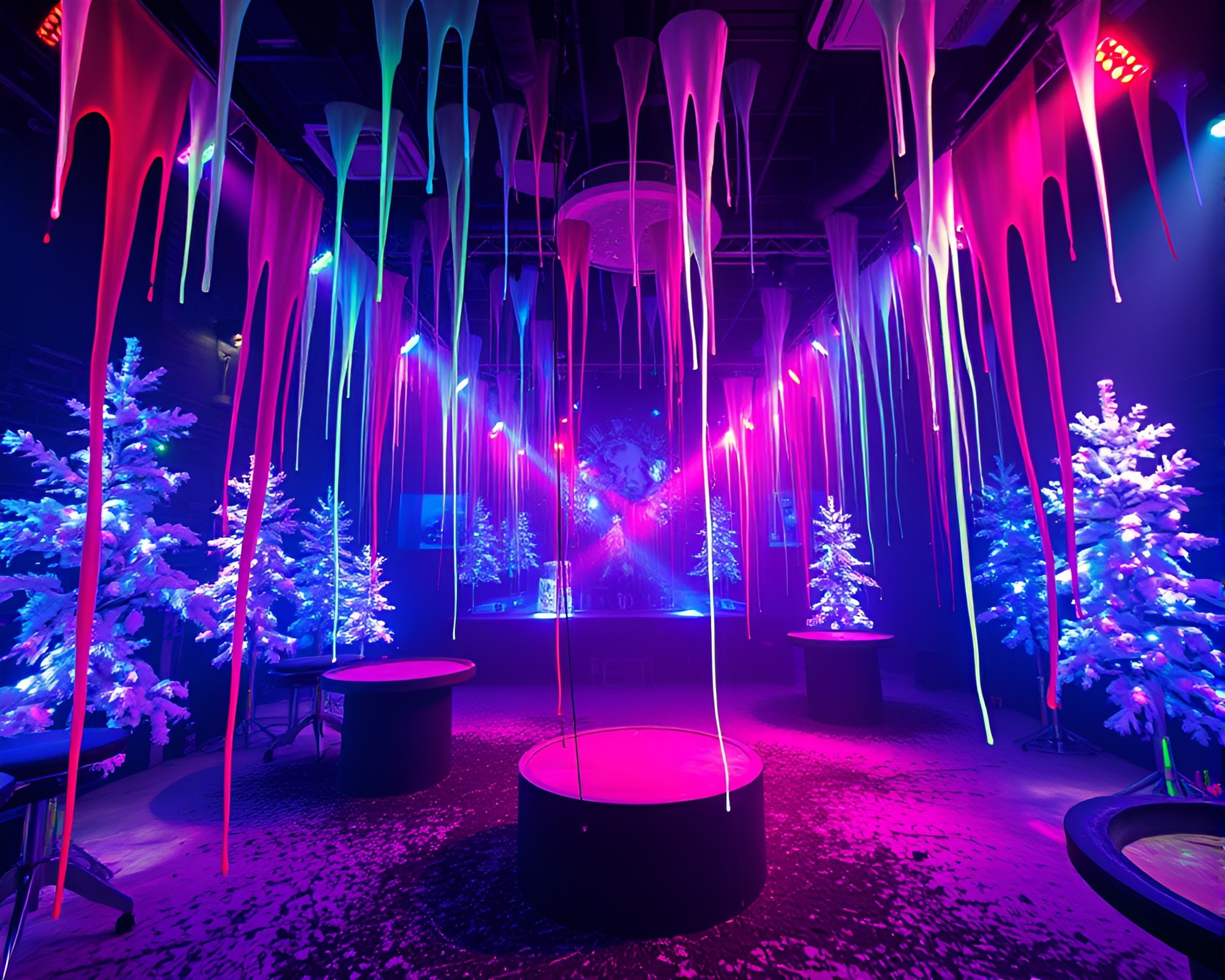 Spray Paint Winter Wonderland in 3D Strobe Lights – free AI stock image