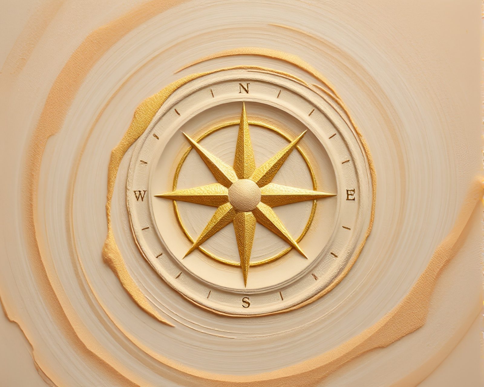 Spectacular sand swirls forming a compass with rose gold hues