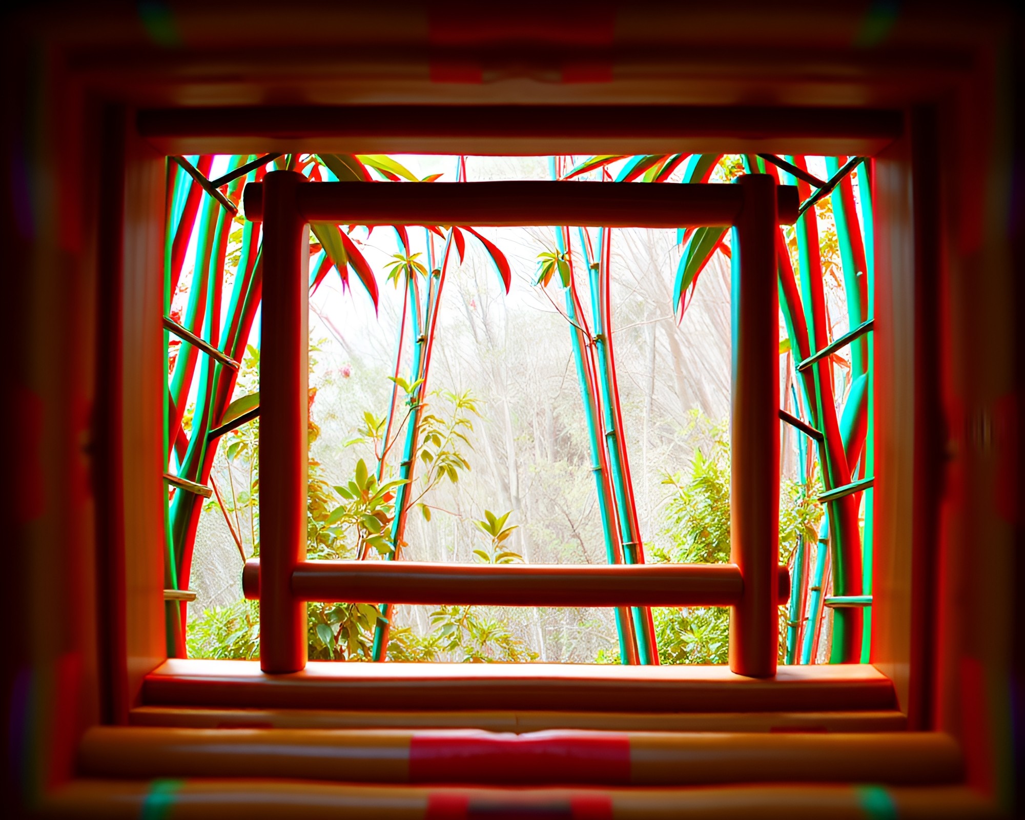 Bamboo Flute in 3D Kaleidoscope Frame – free AI stock image