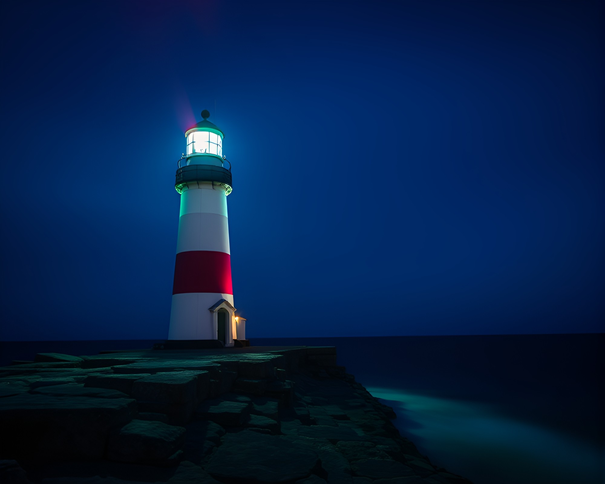 Lighthouse Beacon in Retro Motion Light Painting – free AI stock image