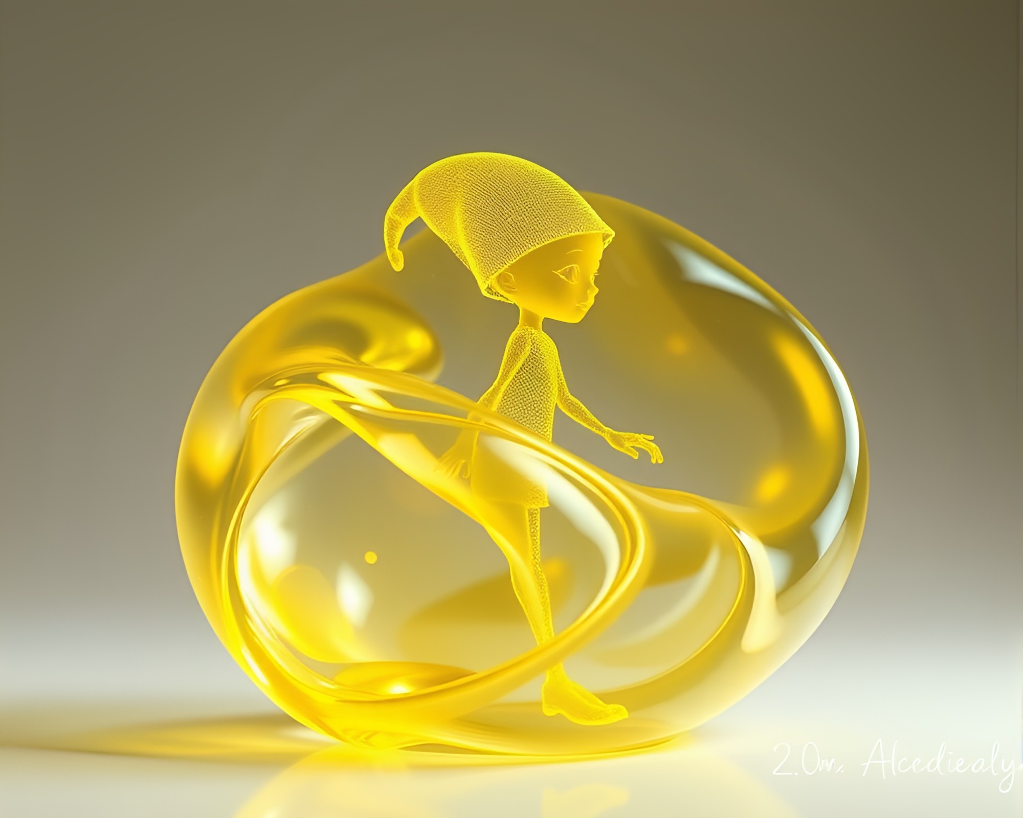 Ethereal Elf in Wireframe Soap Film Iridescence – free AI stock image