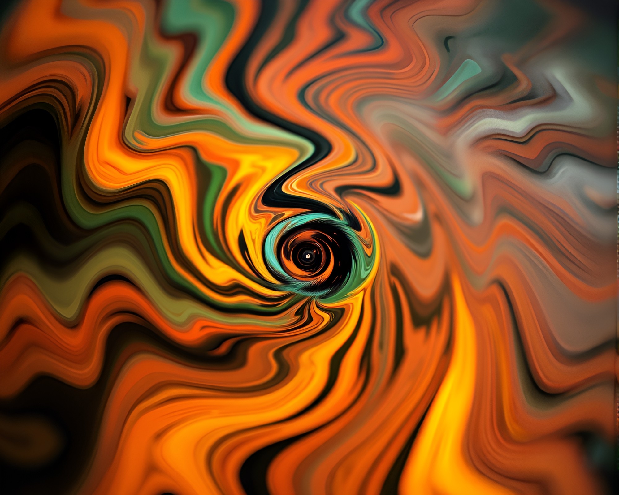 Surreal Hand-Painted Fan in Swirling Lens Distortion – free AI stock image