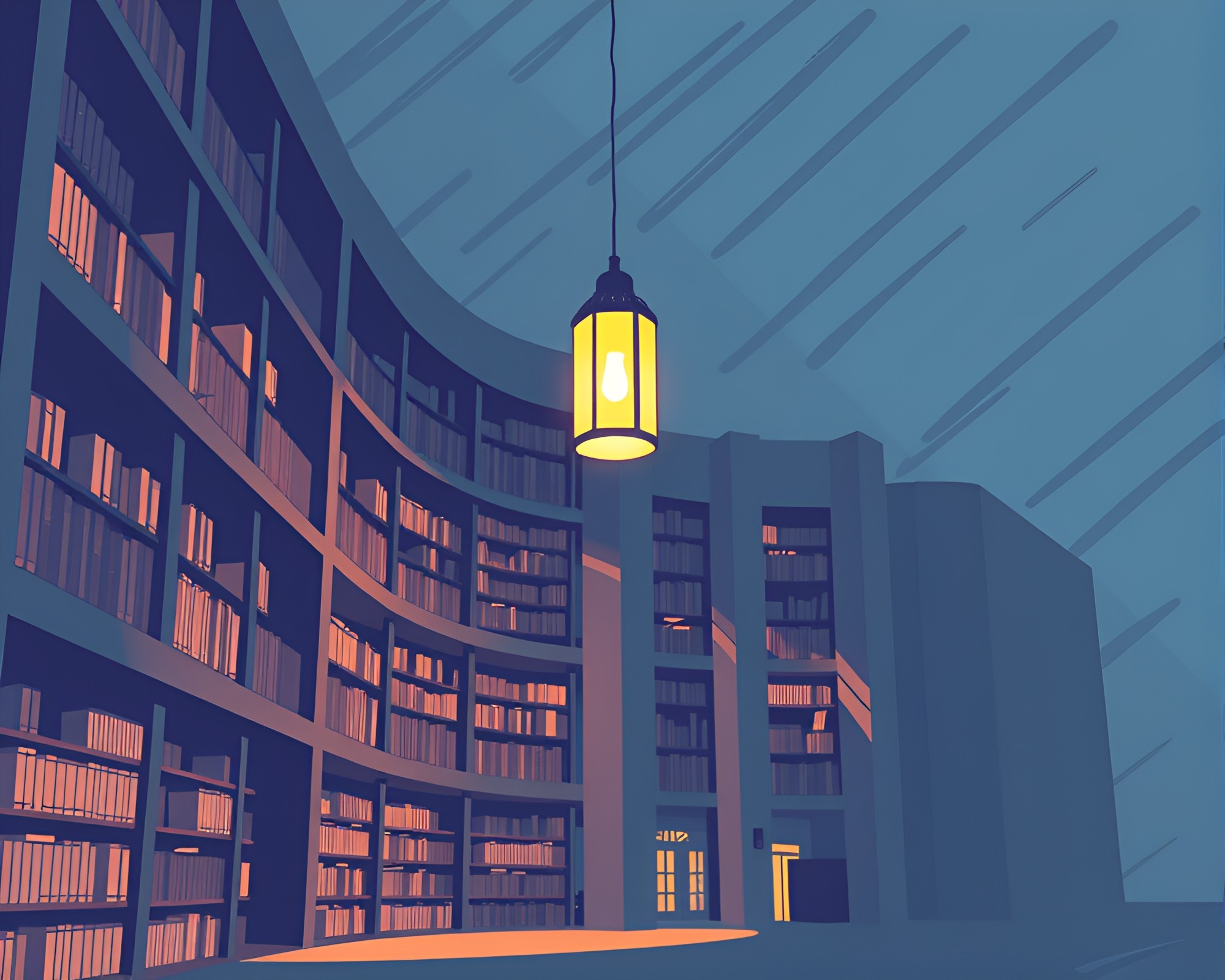 Brutalist Data Visualization in Library Lamp Light – free AI stock image