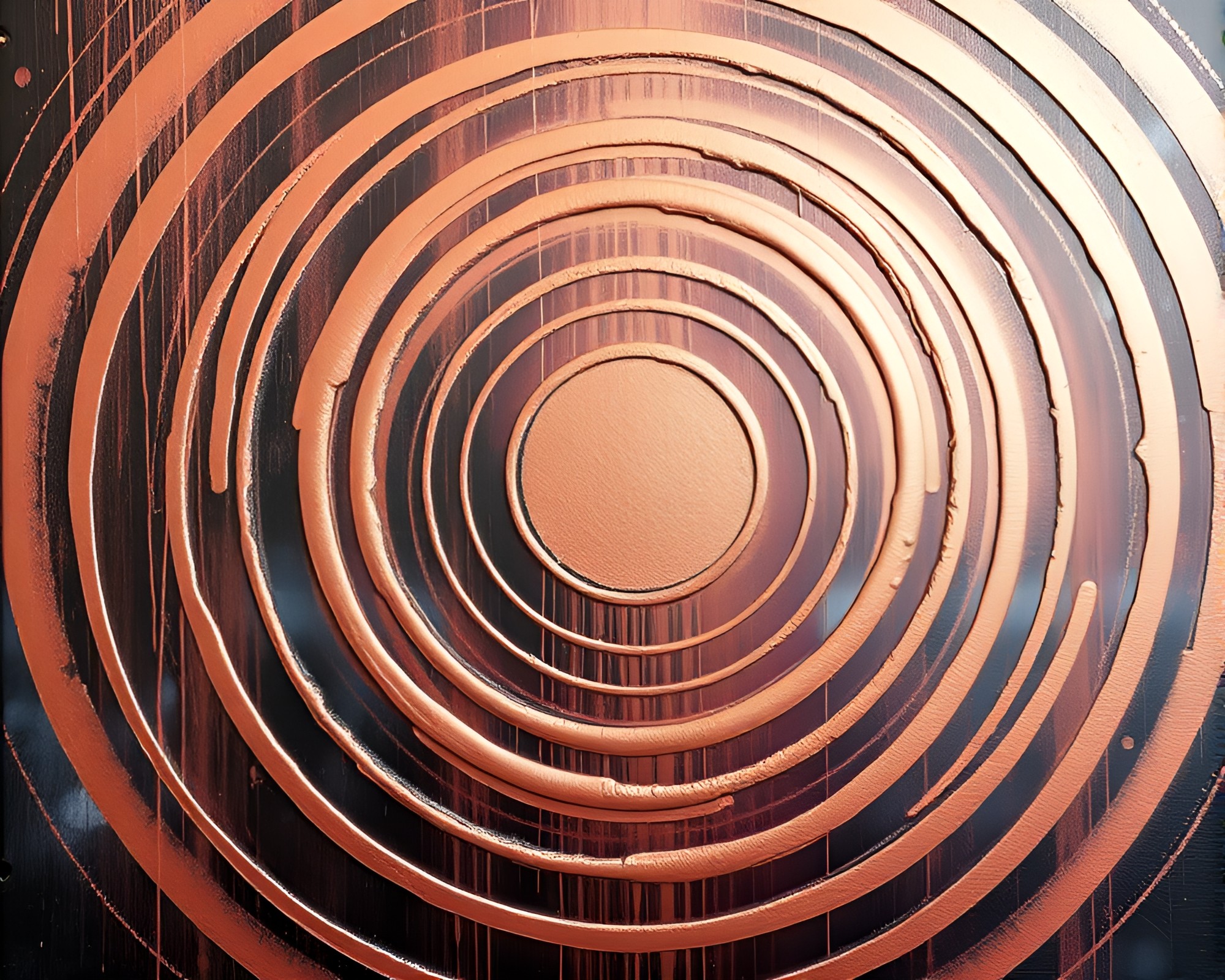Spray Painted Rose Gold Waterfall in Concentric Circles – free AI stock image
