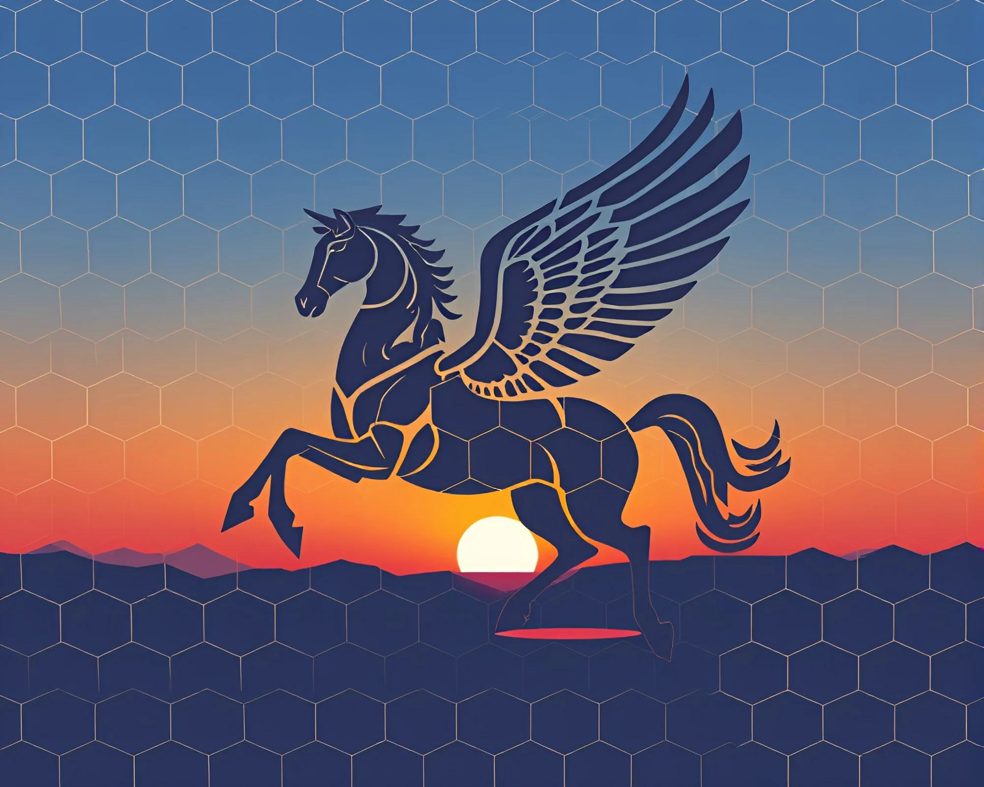 Hexagonal Pegasus Stencil at Dusk Twilight
