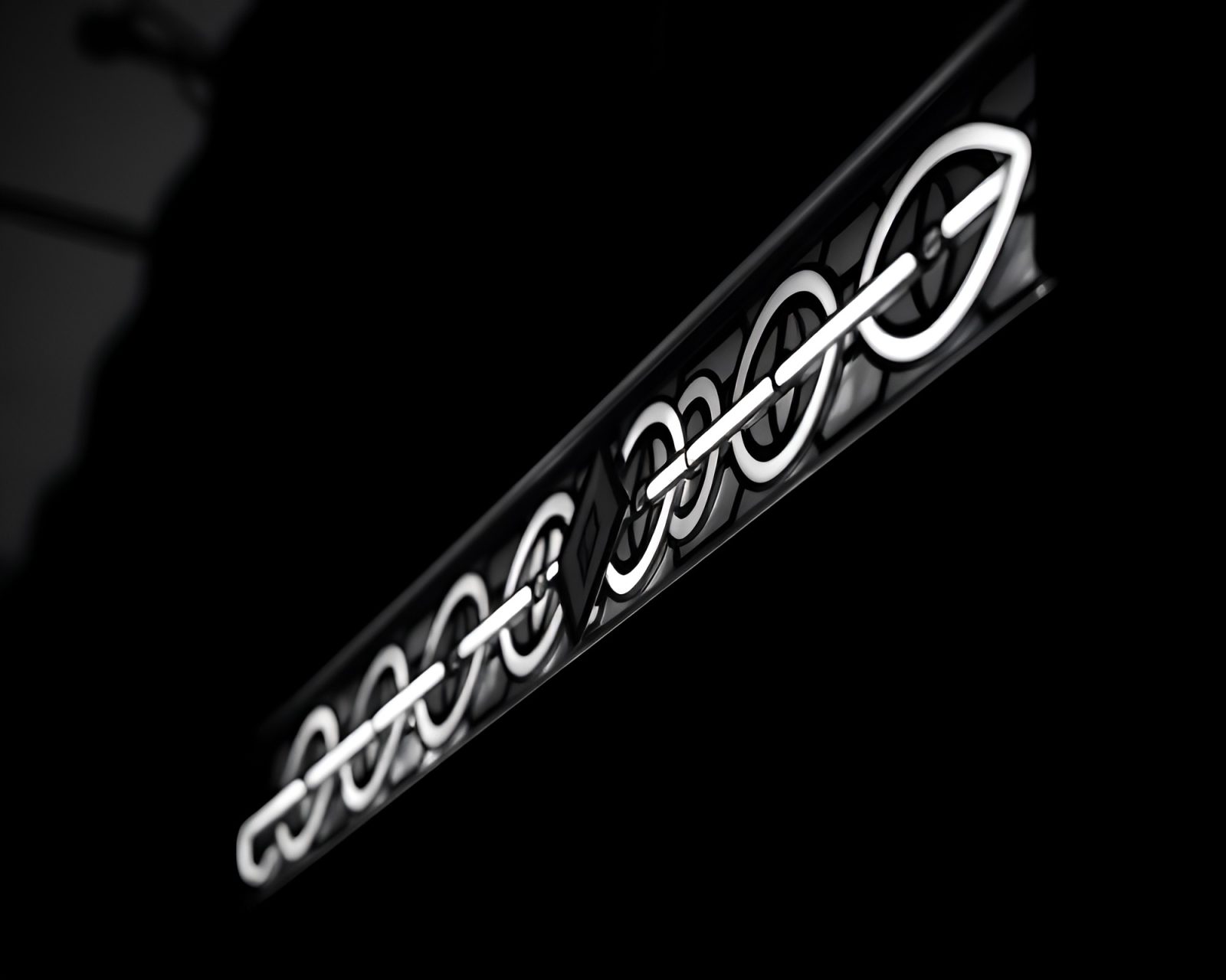 Backlit silhouette in glowing stained-glass neon monochrome art