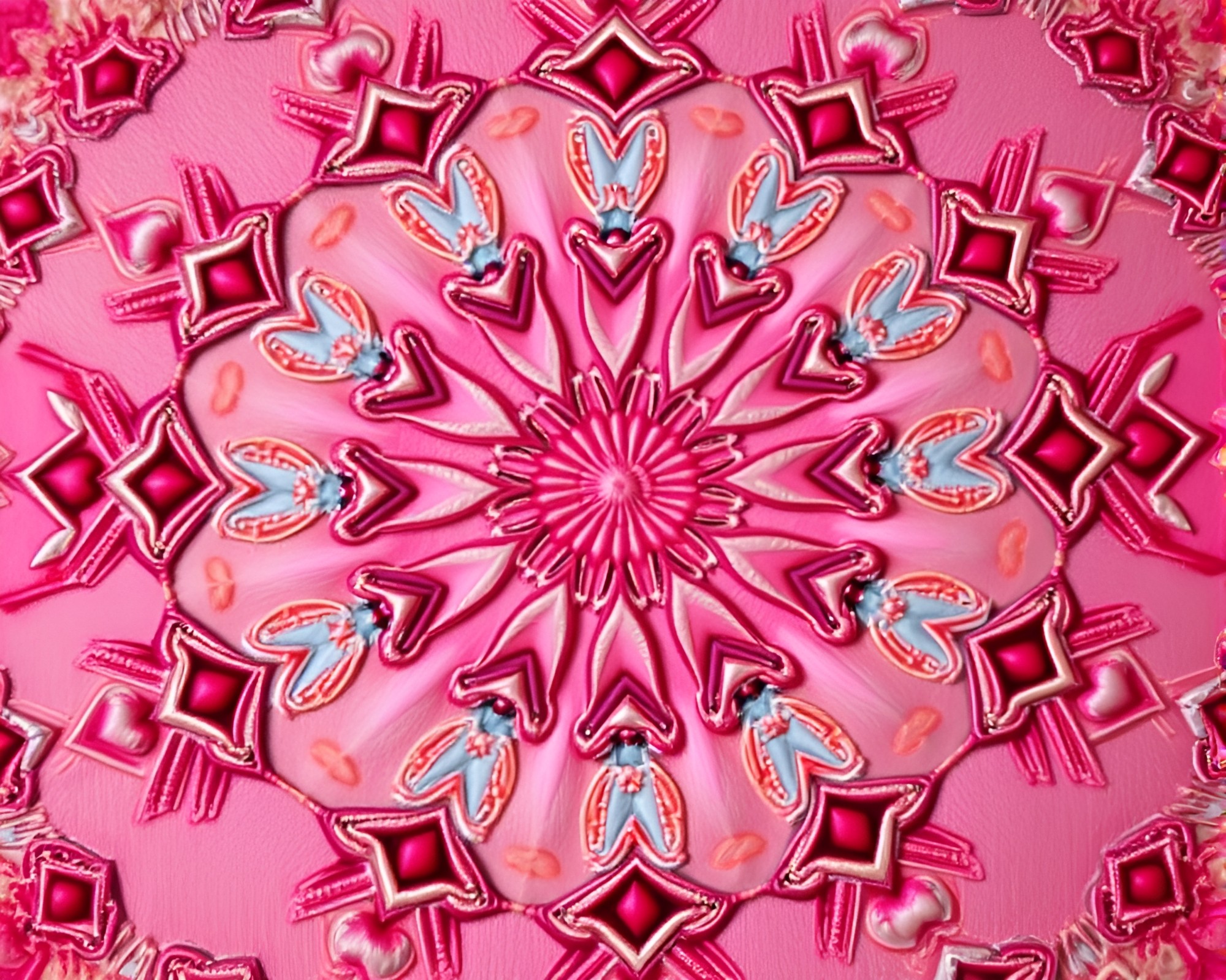 Sunrise Pink Kaleidoscope Embroidered Mural Painting – free AI stock image