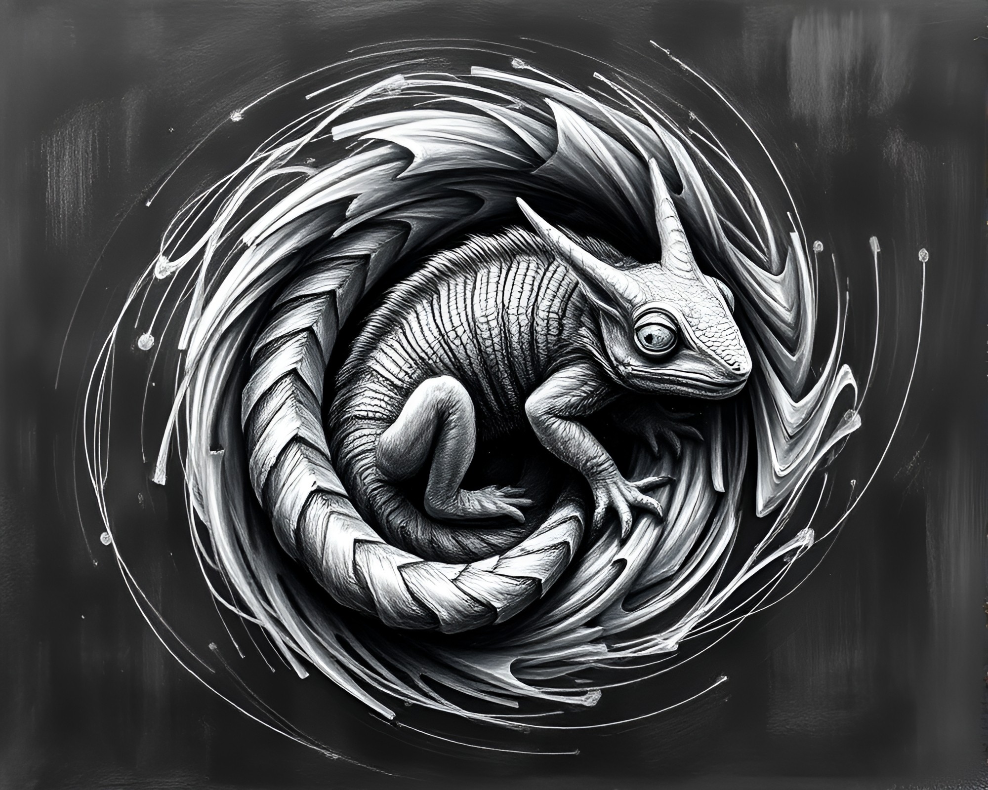 Surreal Armadillo Chalk Vortex Artwork – free AI stock image