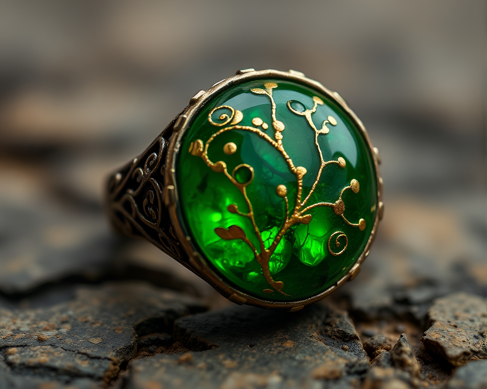 Enchanted Forest Ring with Gilded Highlights – free AI stock image