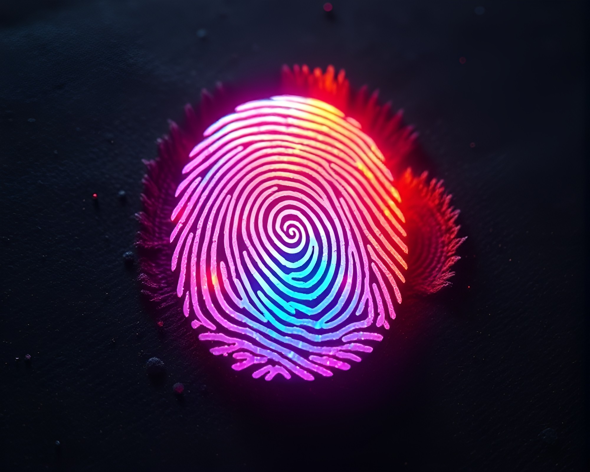 Glowing Topaz Rune Stone with Vaporwave Fingerprint Swirl – free AI stock image