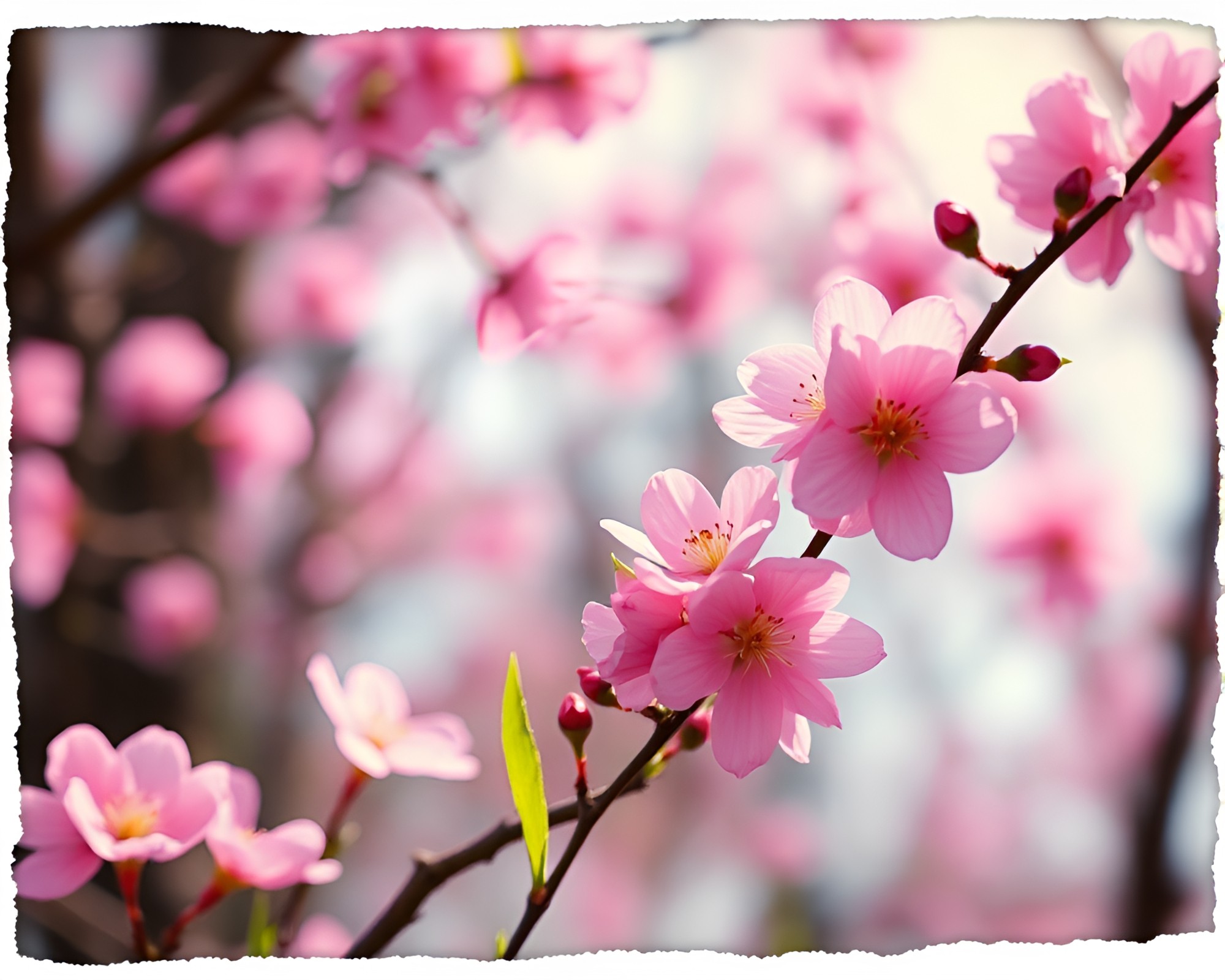 Soft Spring Blossoms in 8-bit Fantasy – free AI stock image