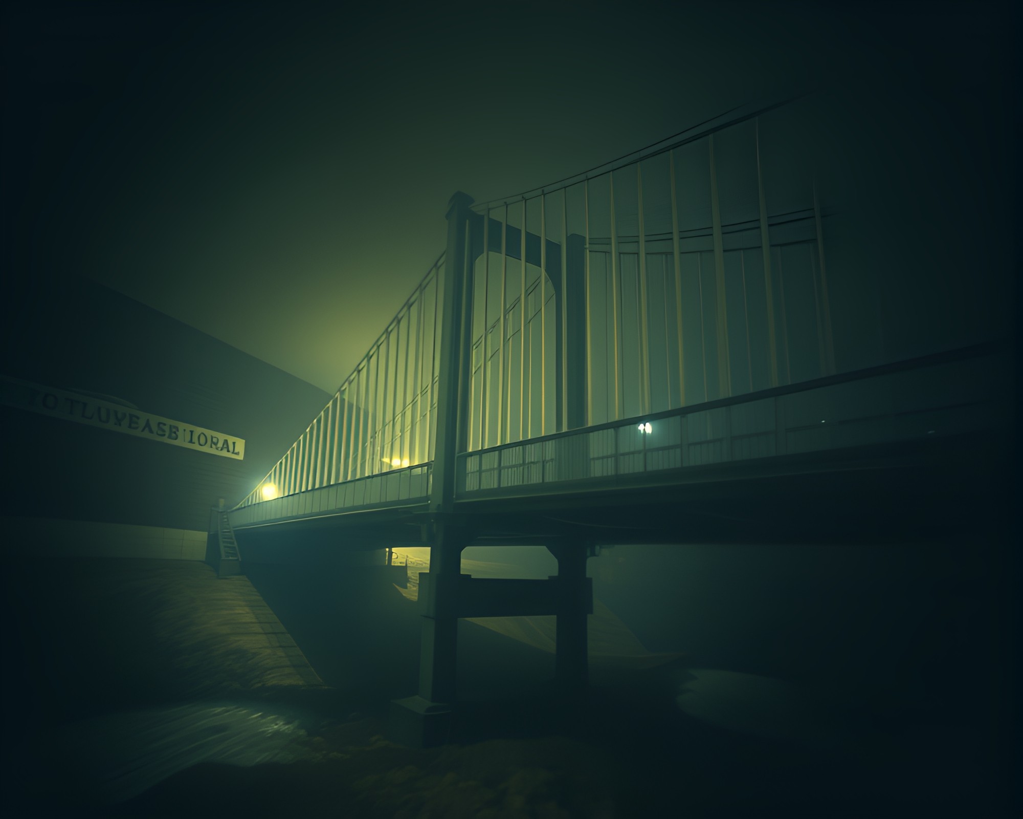 Dusk Suspended: Bridge in Blur Within Abandoned Basement – free AI stock image