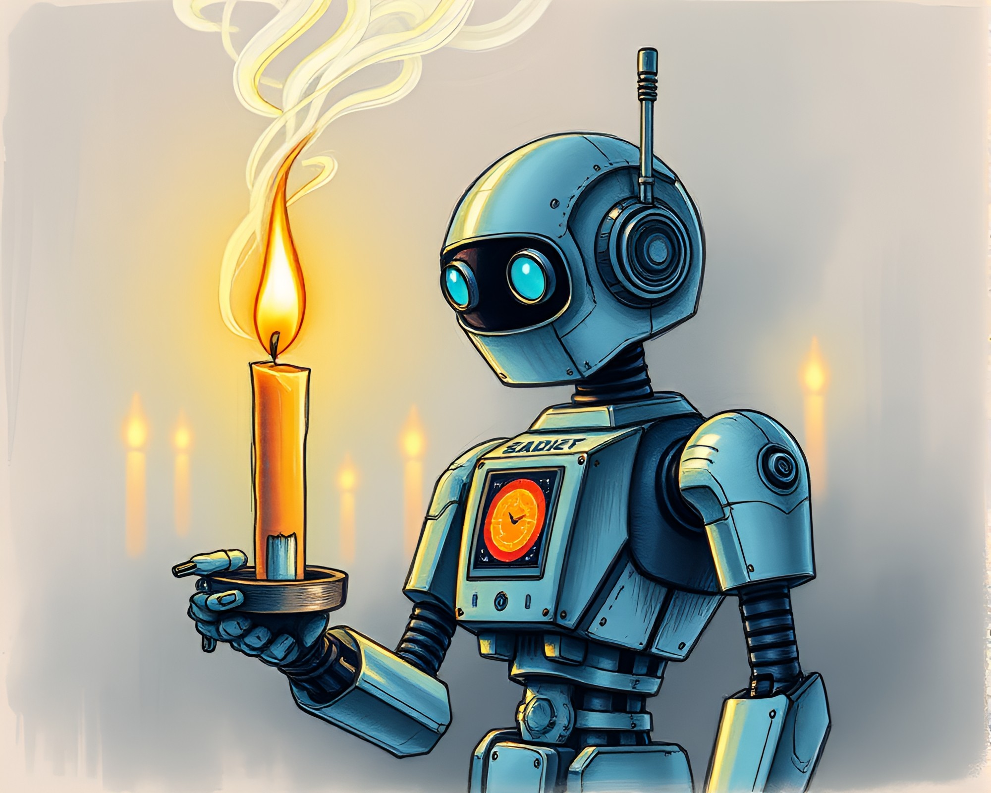 Futuristic Nanobot Swarm Among Candle Smoke Sketch – free AI stock image