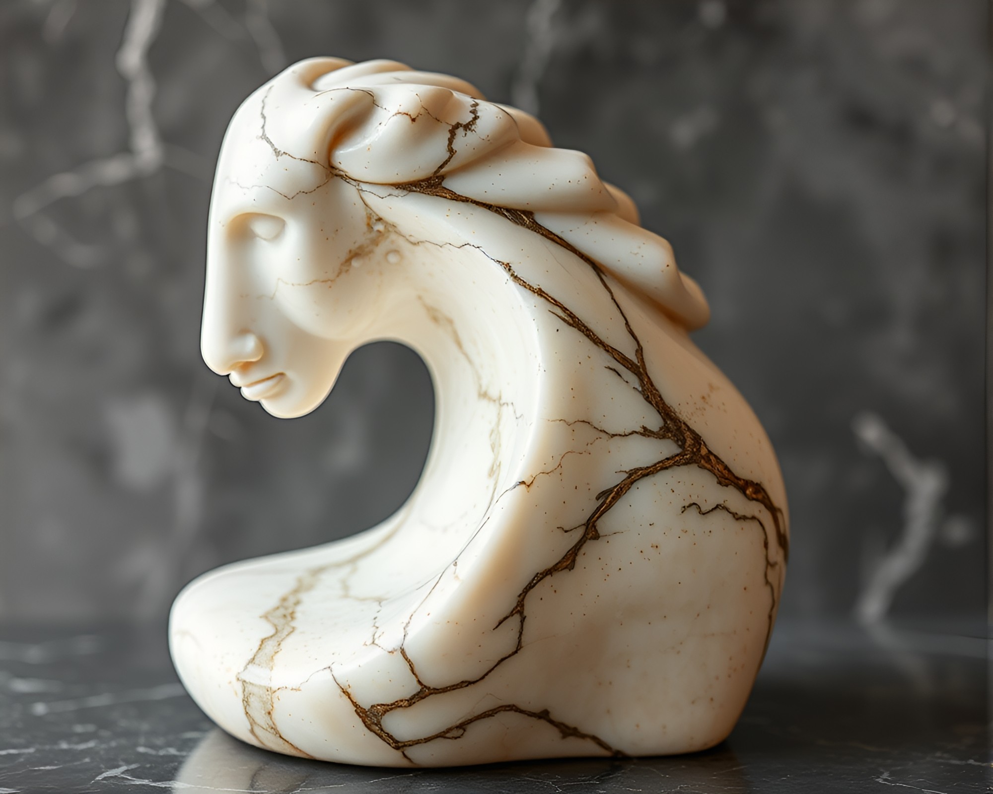Embroidered Marble Statue: Warm Splatter Art Composition – free AI stock image