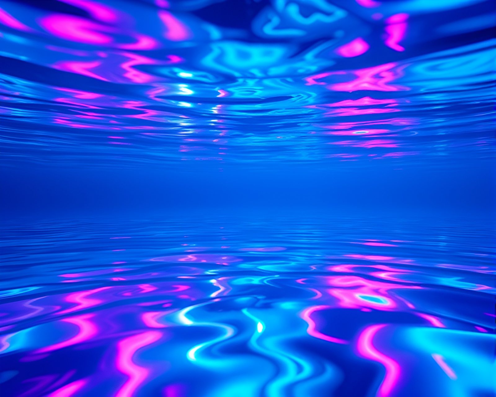 Vivid underwater scene with neon gradients and pointillism style