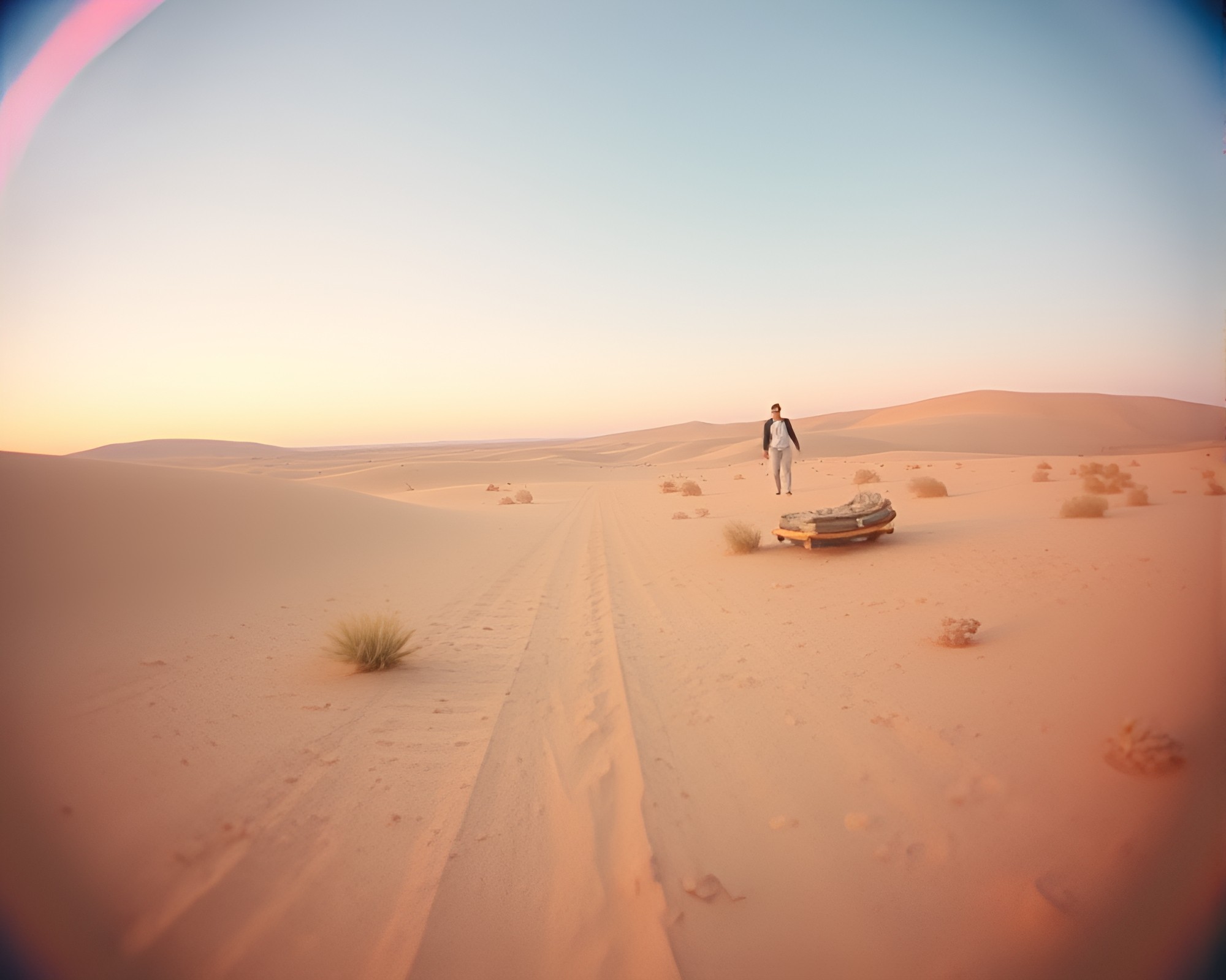 Lens Distorted Glass Tunnel in Desert Grunge Style – free AI stock image