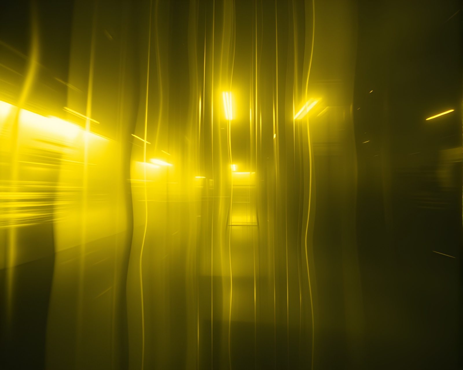 Monochrome yellow long exposure horror scene with glass distortions