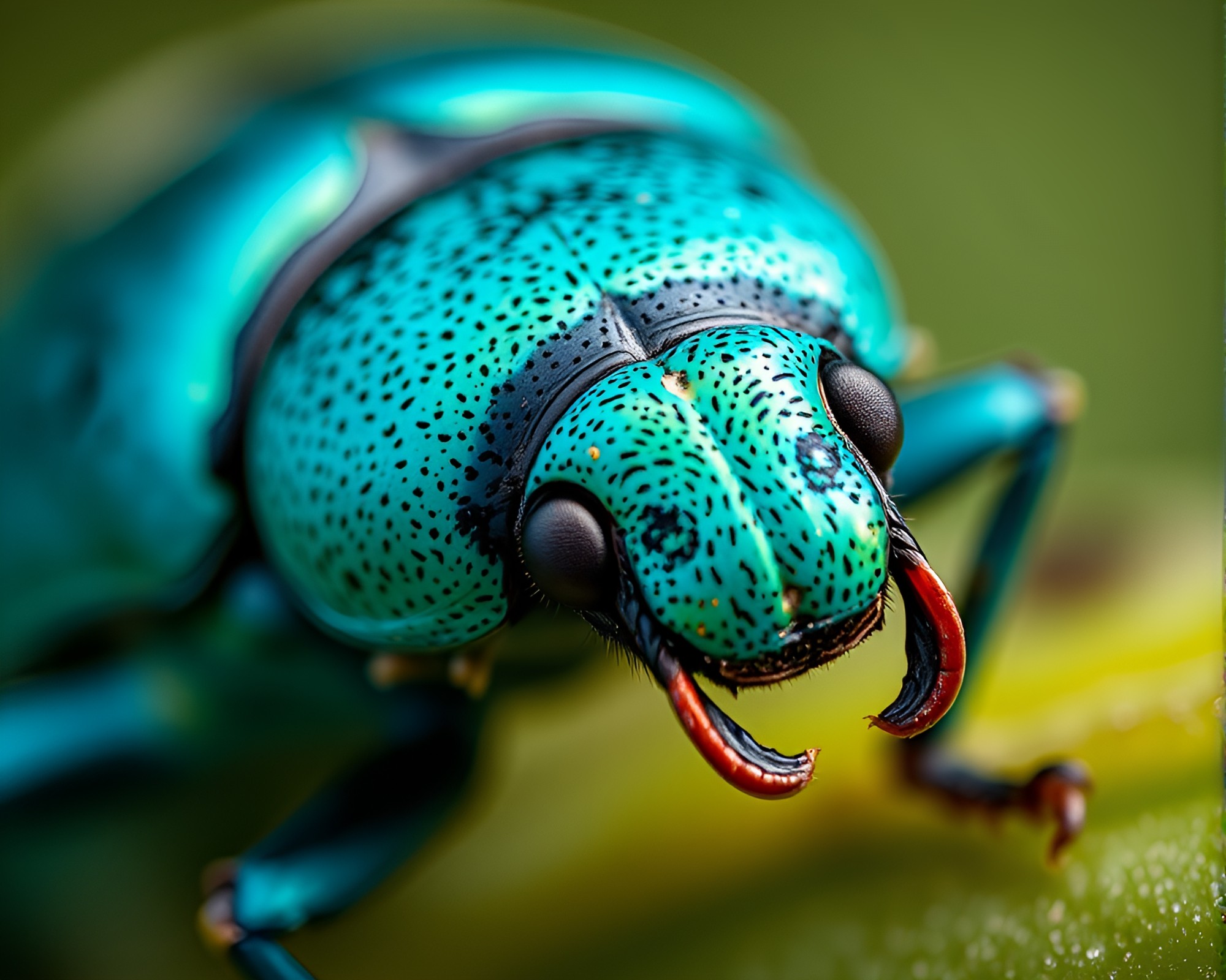 Turquoise Beetle Macro Detail Natural Light Photography – free AI stock image